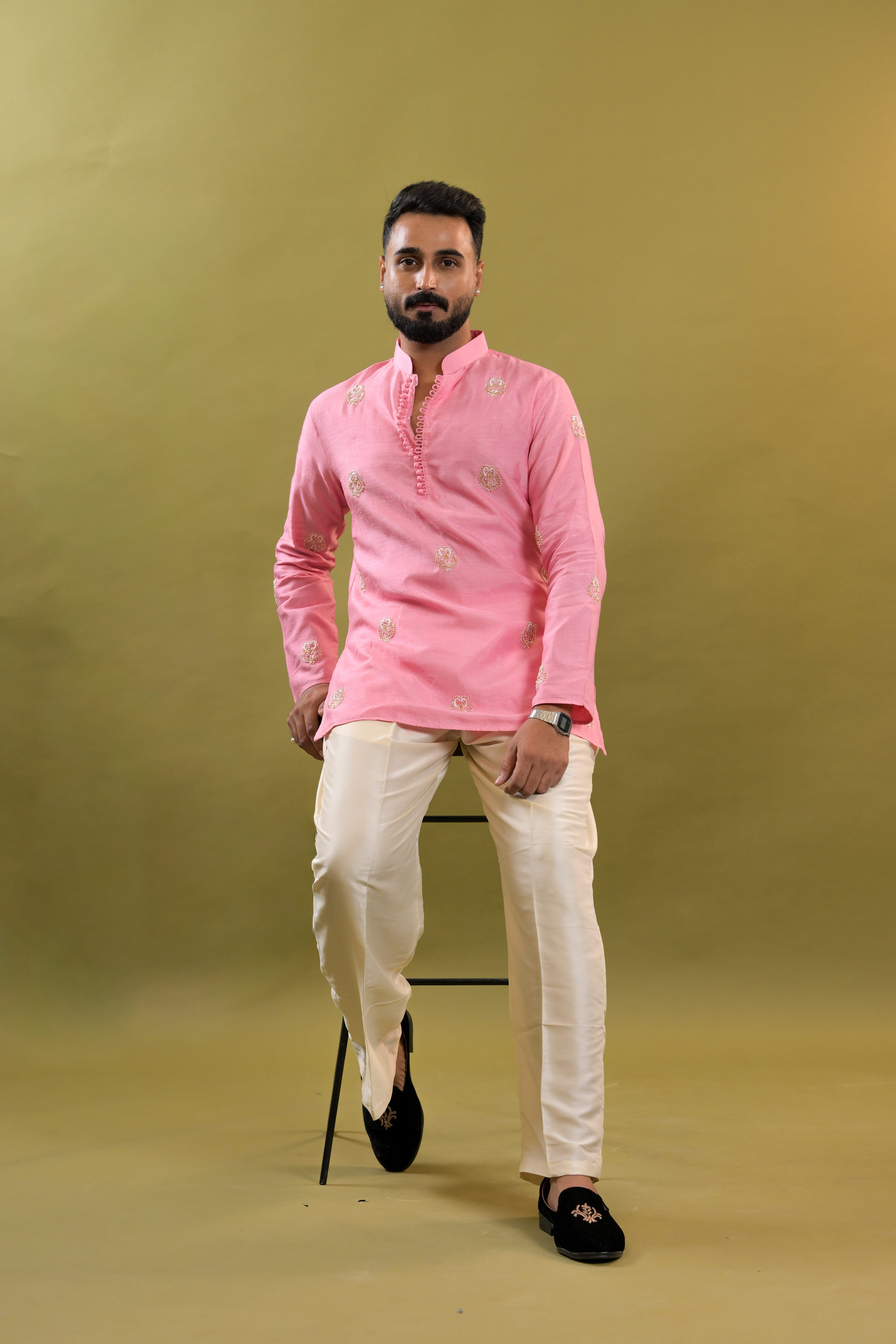 Silk Handwork Mens Kurta & Pants Set | Festive Outfit for men | Wedding wear for men | kurta for groom or groomsmen