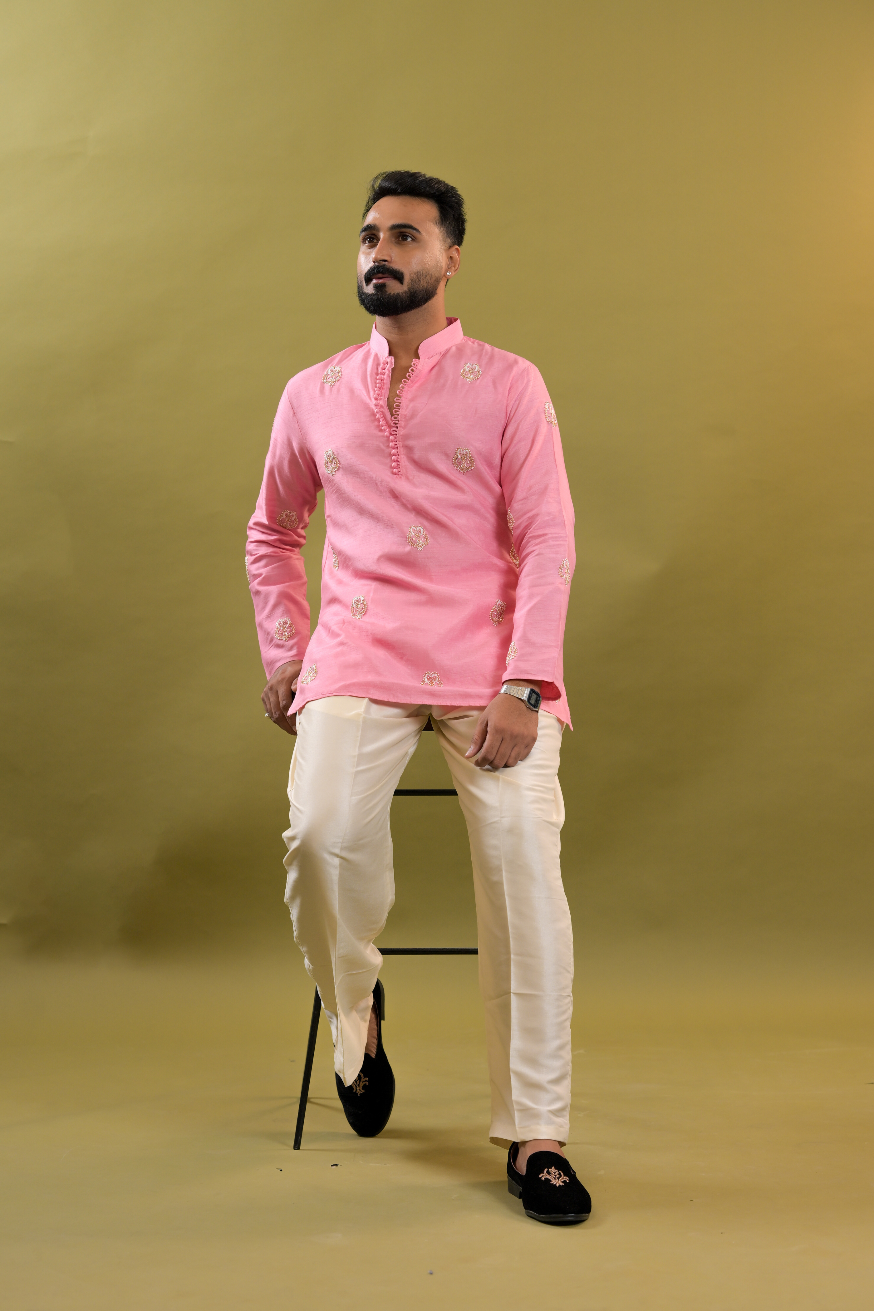 Silk Handwork Mens Kurta & Pants Set | Festive Outfit for men | Wedding wear for men | kurta for groom or groomsmen
