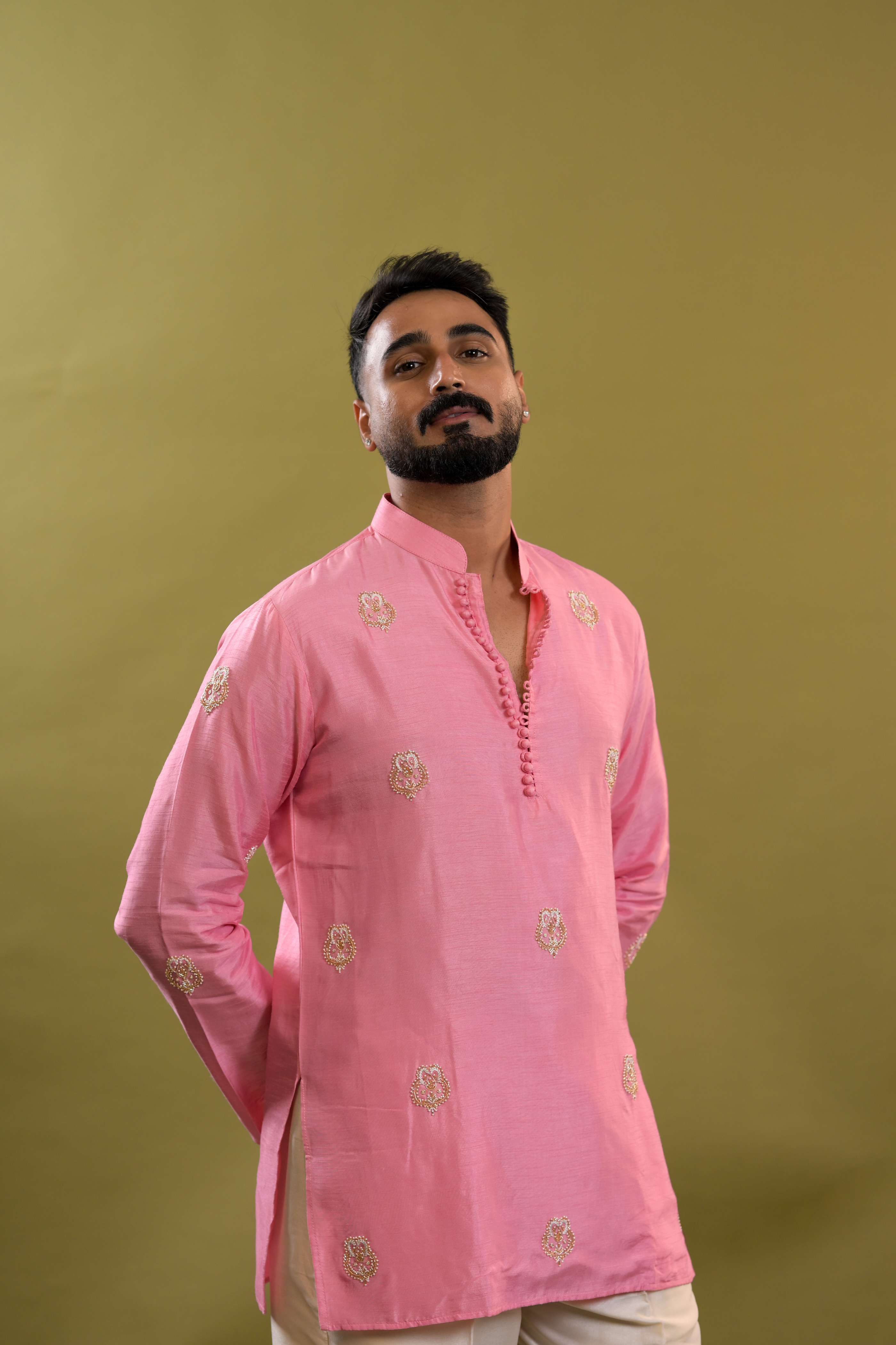 Silk Handwork Mens Kurta & Pants Set | Festive Outfit for men | Wedding wear for men | kurta for groom or groomsmen
