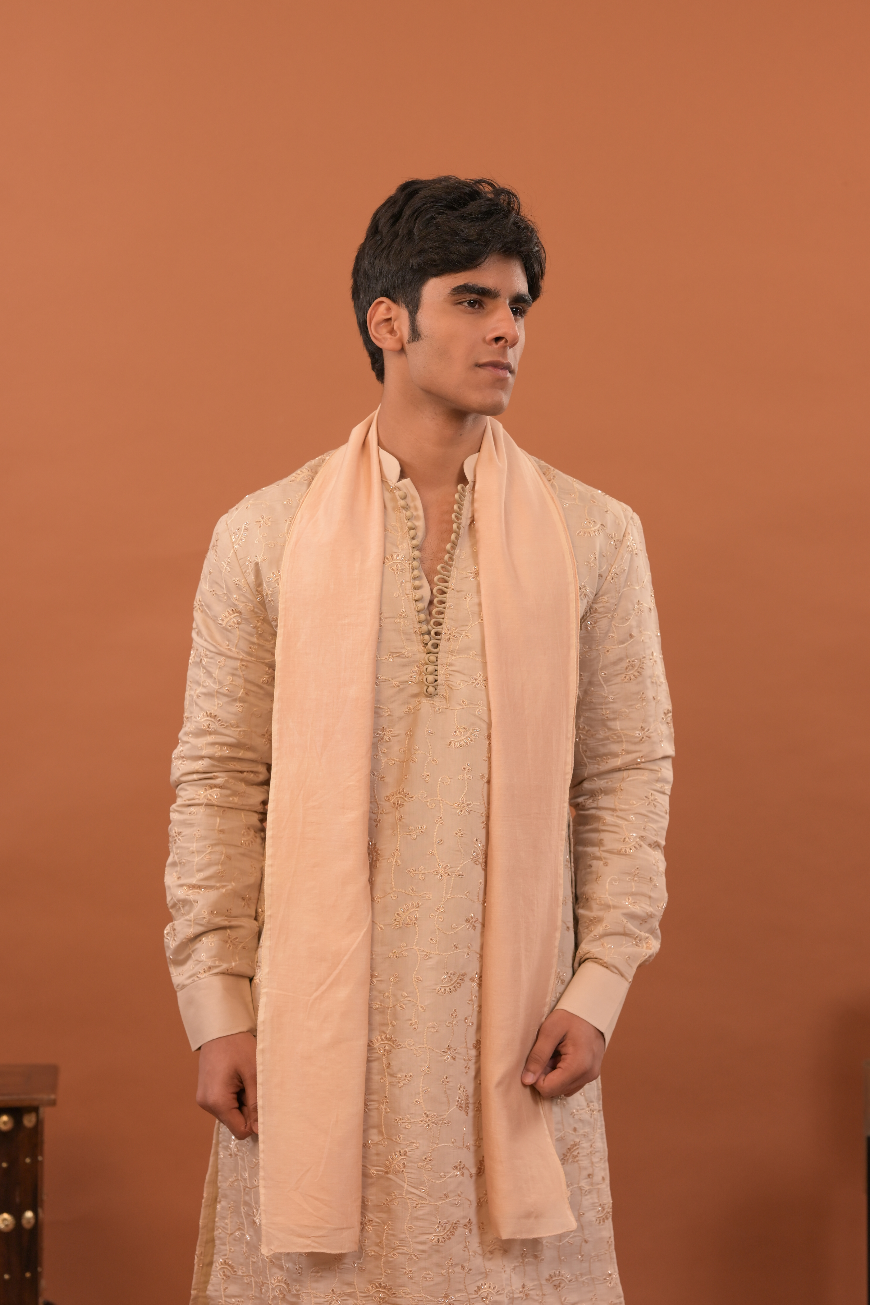 Beige Handwork Mens Kurta & Pants Set | Festive Outfit for men | Groom or Groomsmen outfit