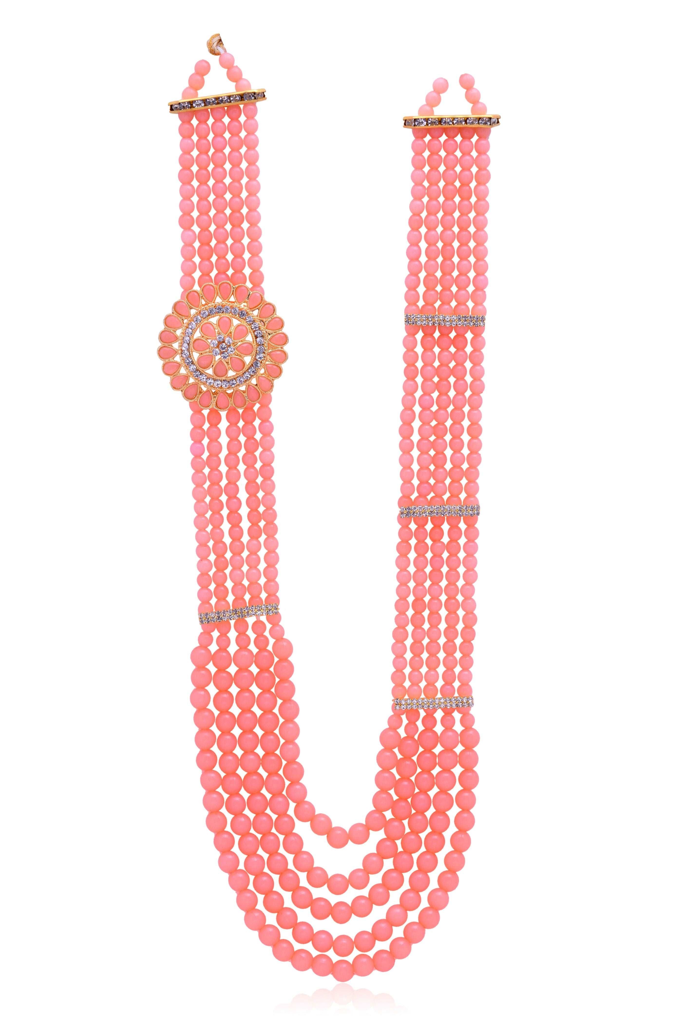Men's Pink Mala Necklace For Ethnic Look