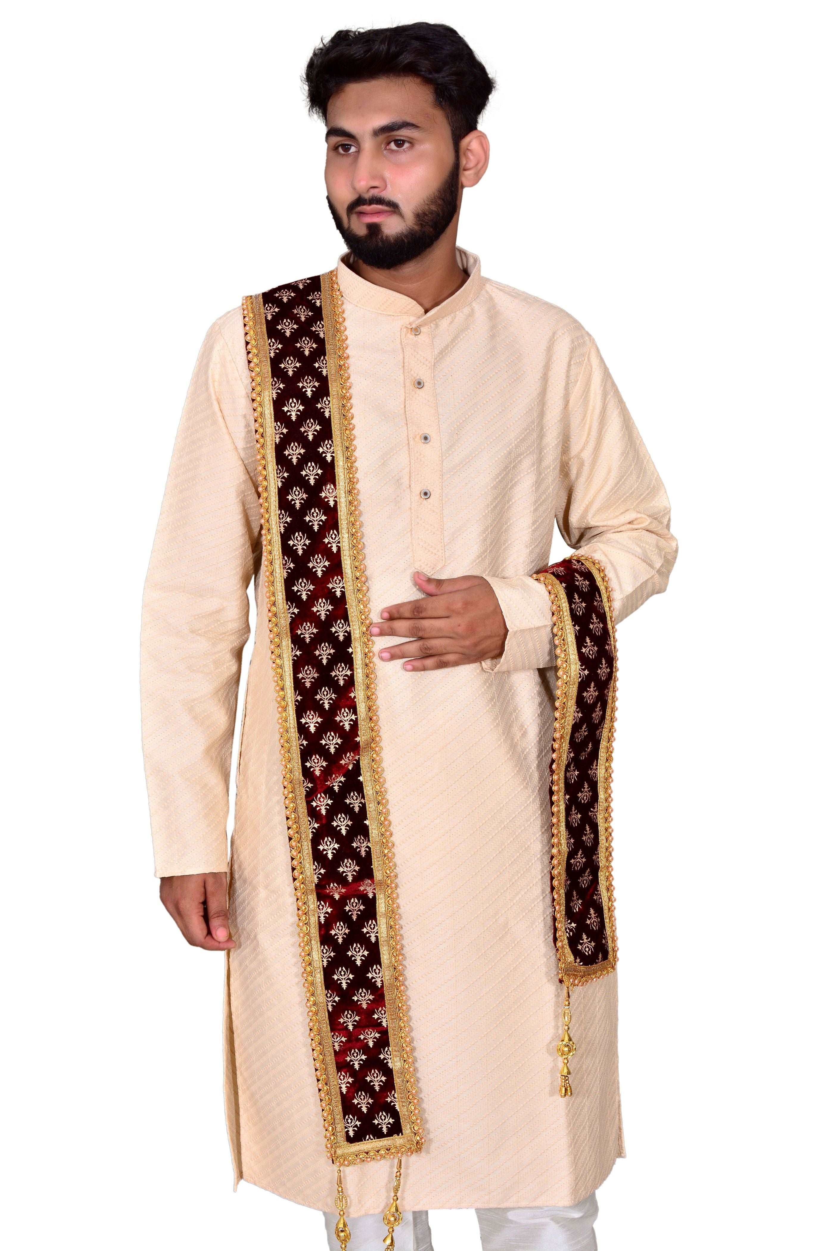 Red Velvet Golden Printed Stole