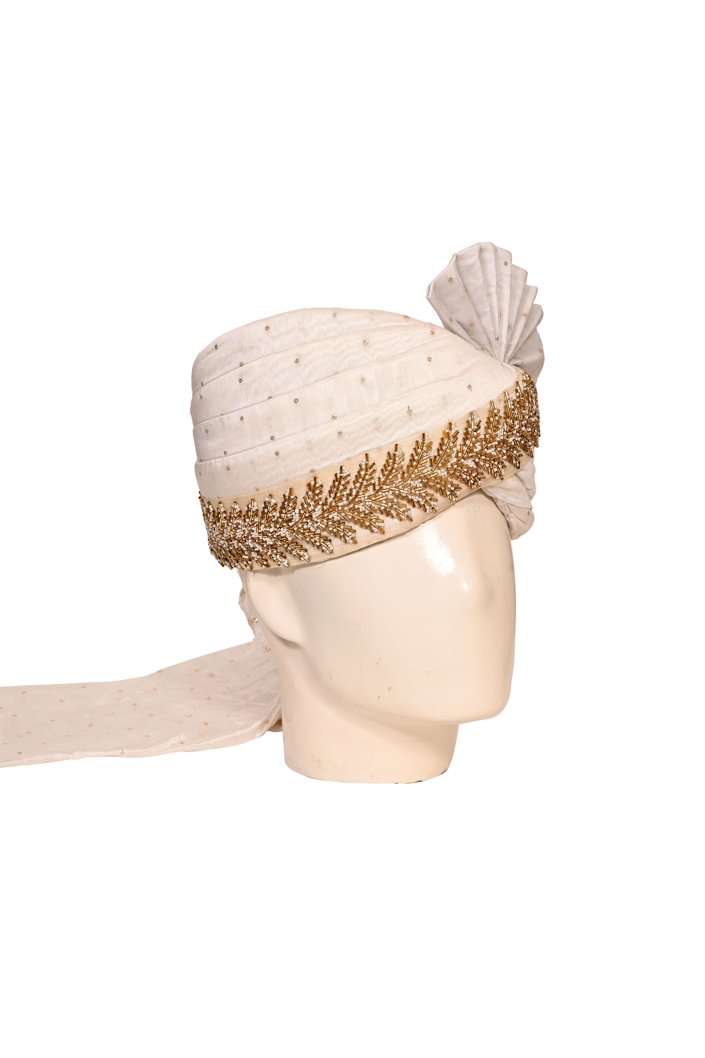 White Silk Stitched Handwork Border Safa/turban/pagri/pheta   Pheta (Turban Safa) And Dupatta For Men For Wedding/marriage And Traditional Function