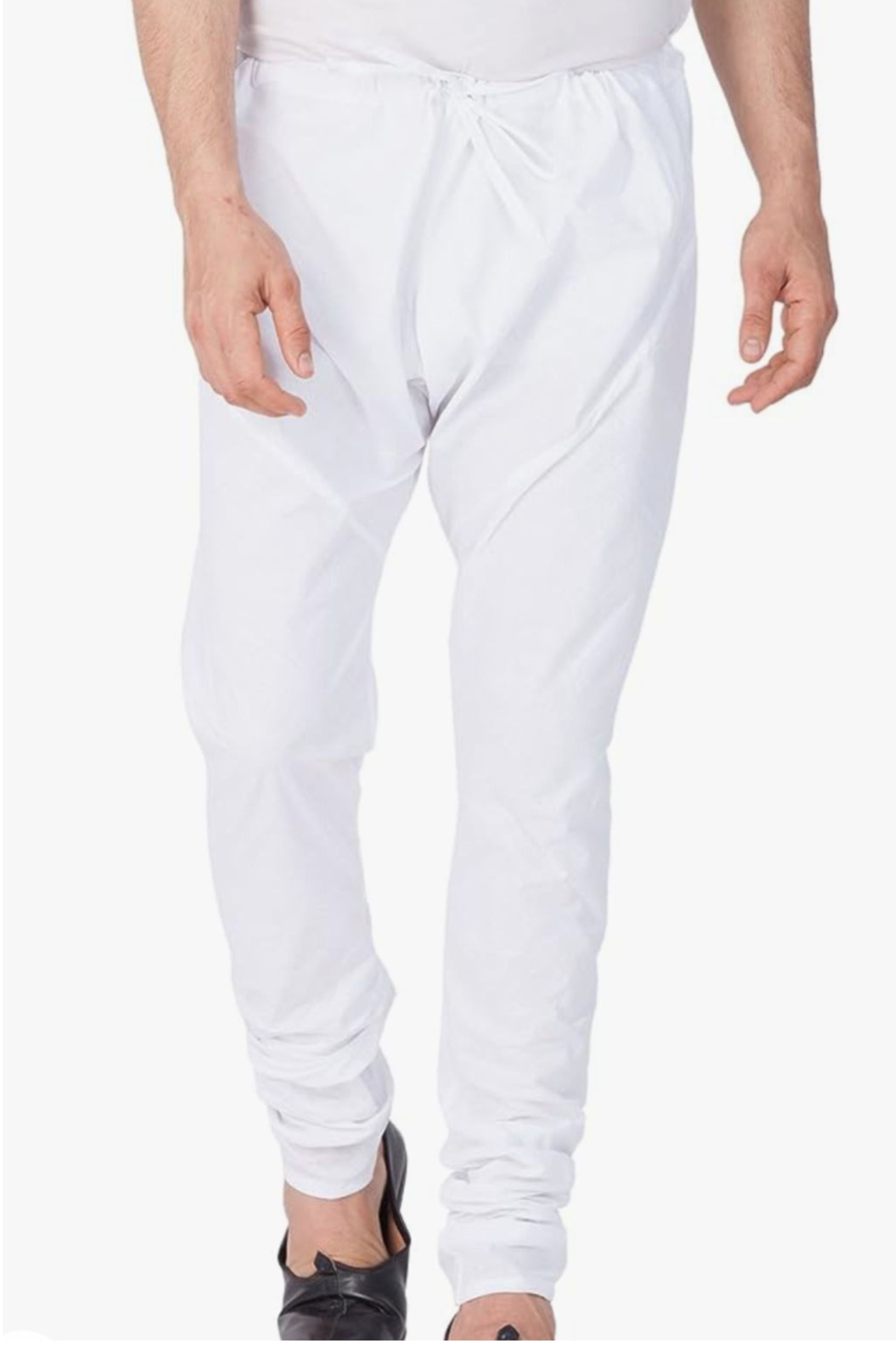 Men's Cotton  Kurta & White Churidar Pyjama Set