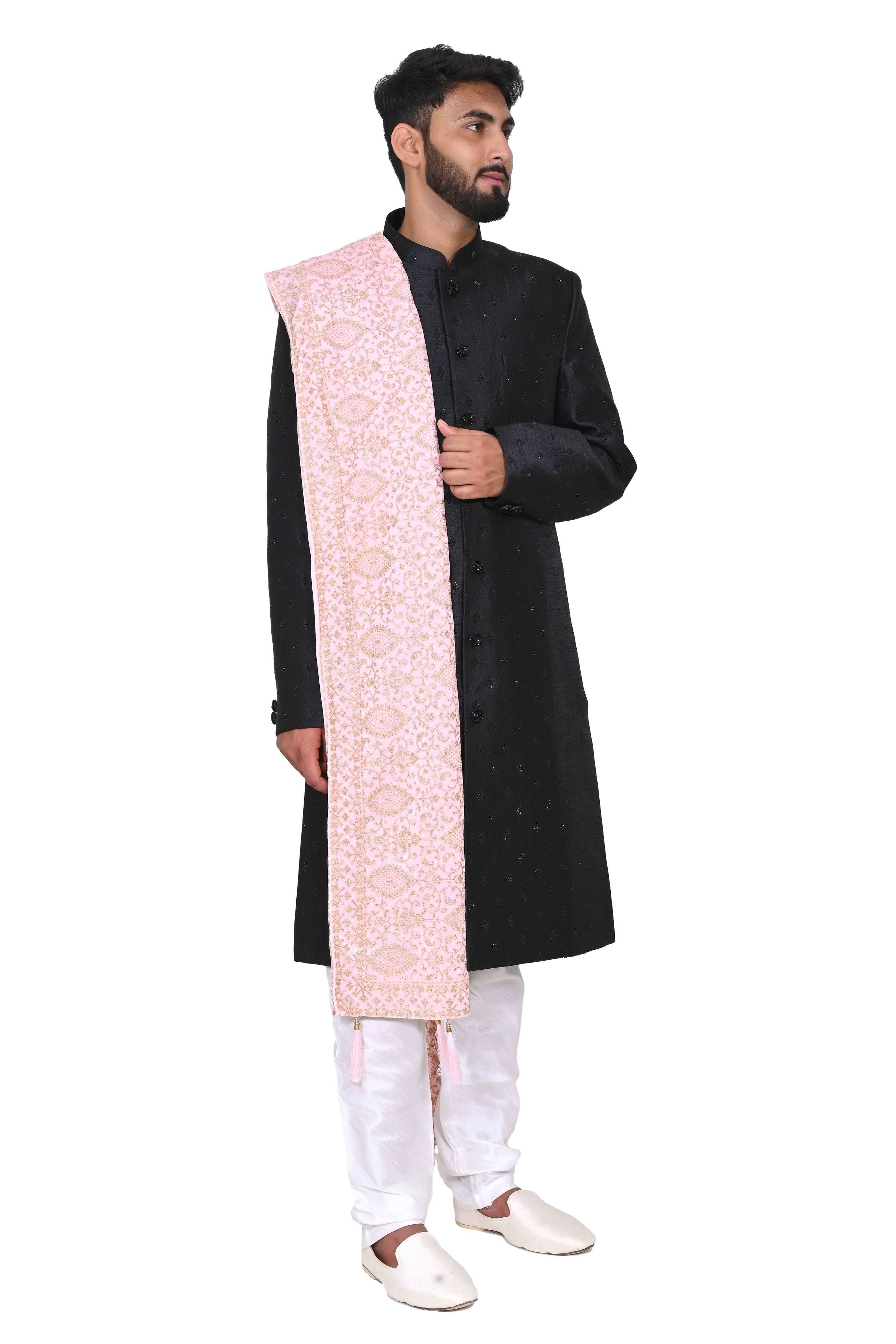 Velvet Glitter Stole (Dupatta) For Traditional Men’s Wear (Sherwani) For Wedding Purpose, Festive Purpose, Reception, Marriage Anniversary