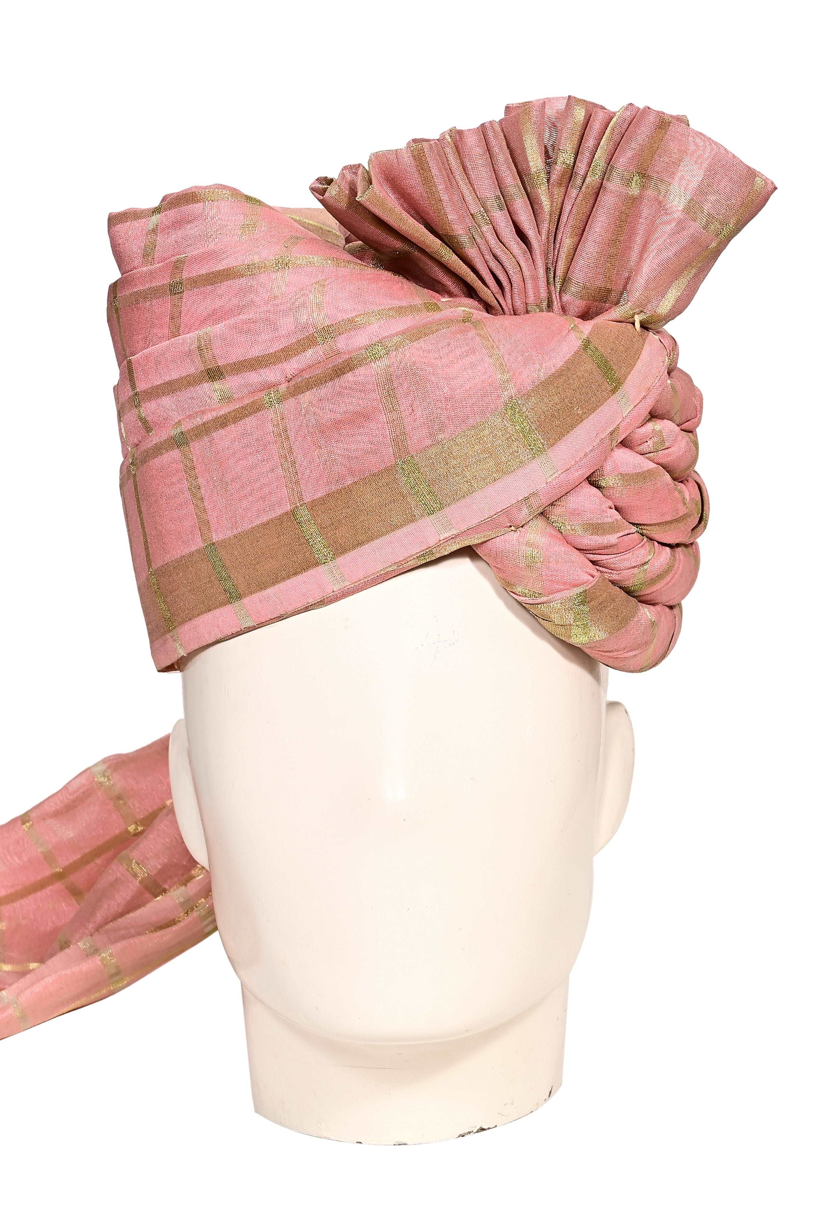 Royal Ready To Wear Cotton Silk Zari Striped Pagri/safa/turban/pheta (Turban Safa) For Men For Wedding/marriage And Traditional Function Charderi Silk Weaving