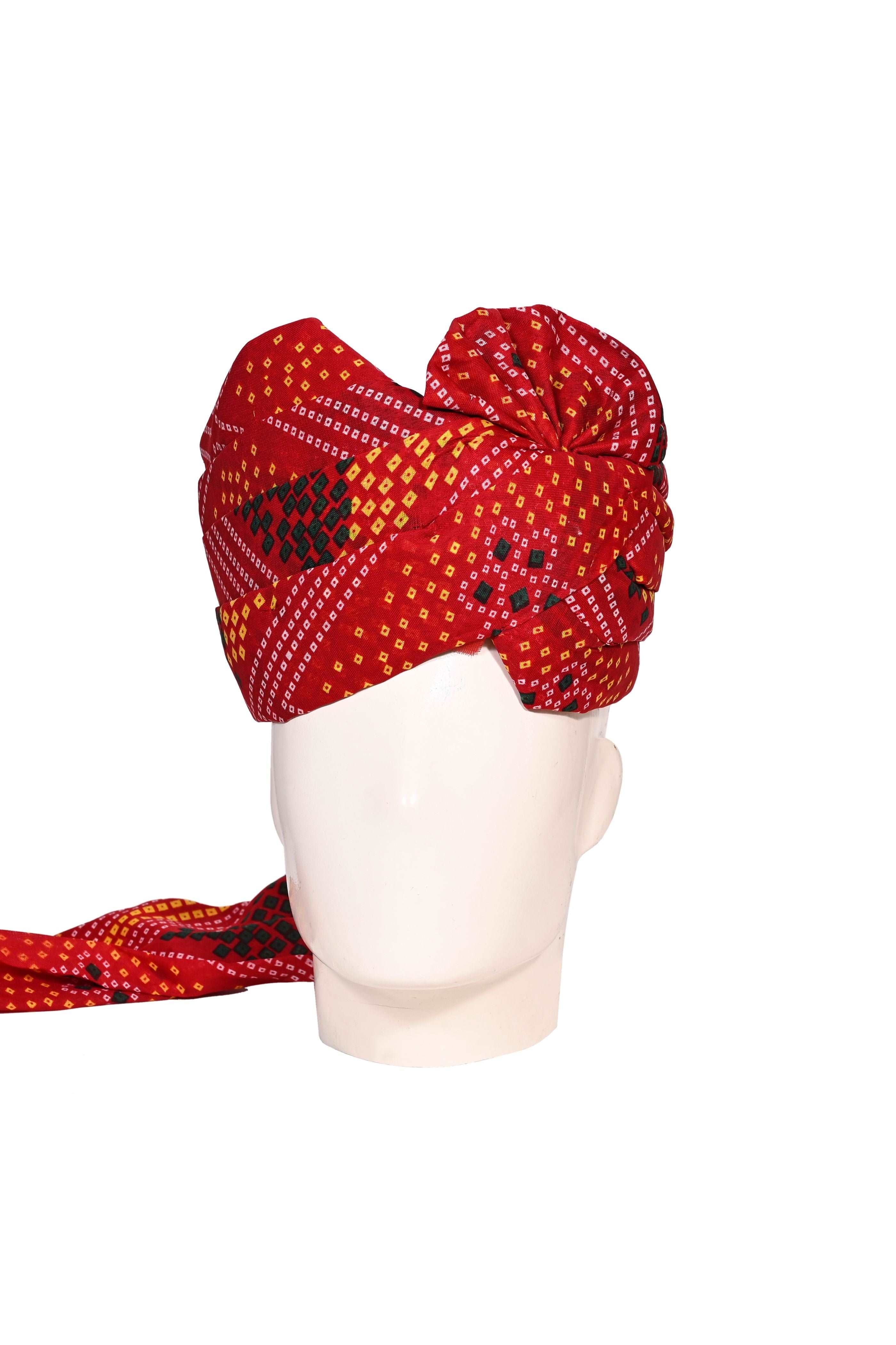Traditional Stitched Fabric Colourful Bandhani  Print Cotton Safa/ Turban/ Pheta/pagri   Pheta (Turban Safa) For Men For Wedding/marriage And Traditional Function