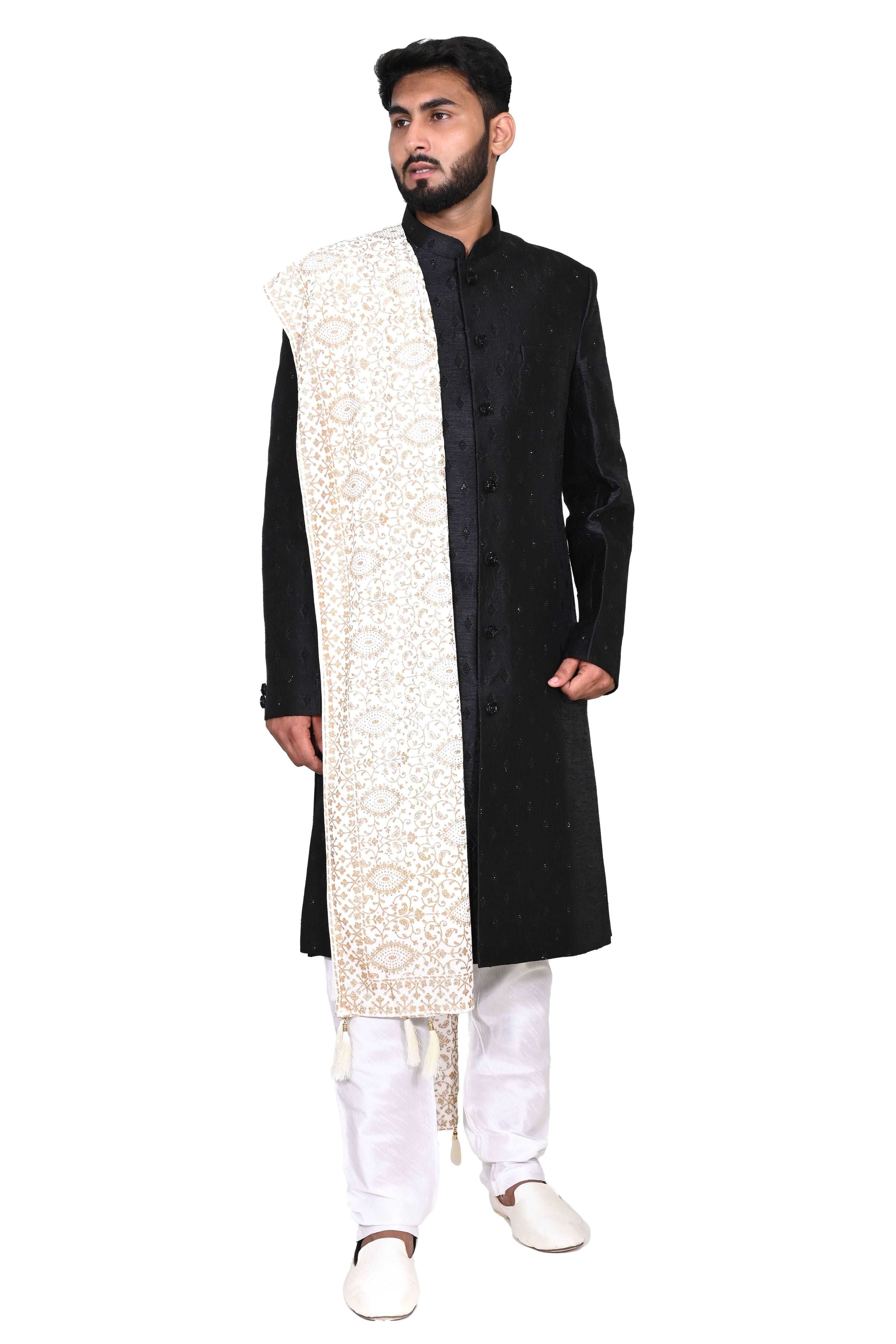Velvet Glitter Stole (Dupatta) For Traditional Men’s Wear (Sherwani) For Wedding Purpose, Festive Purpose, Reception, Marriage Anniversary