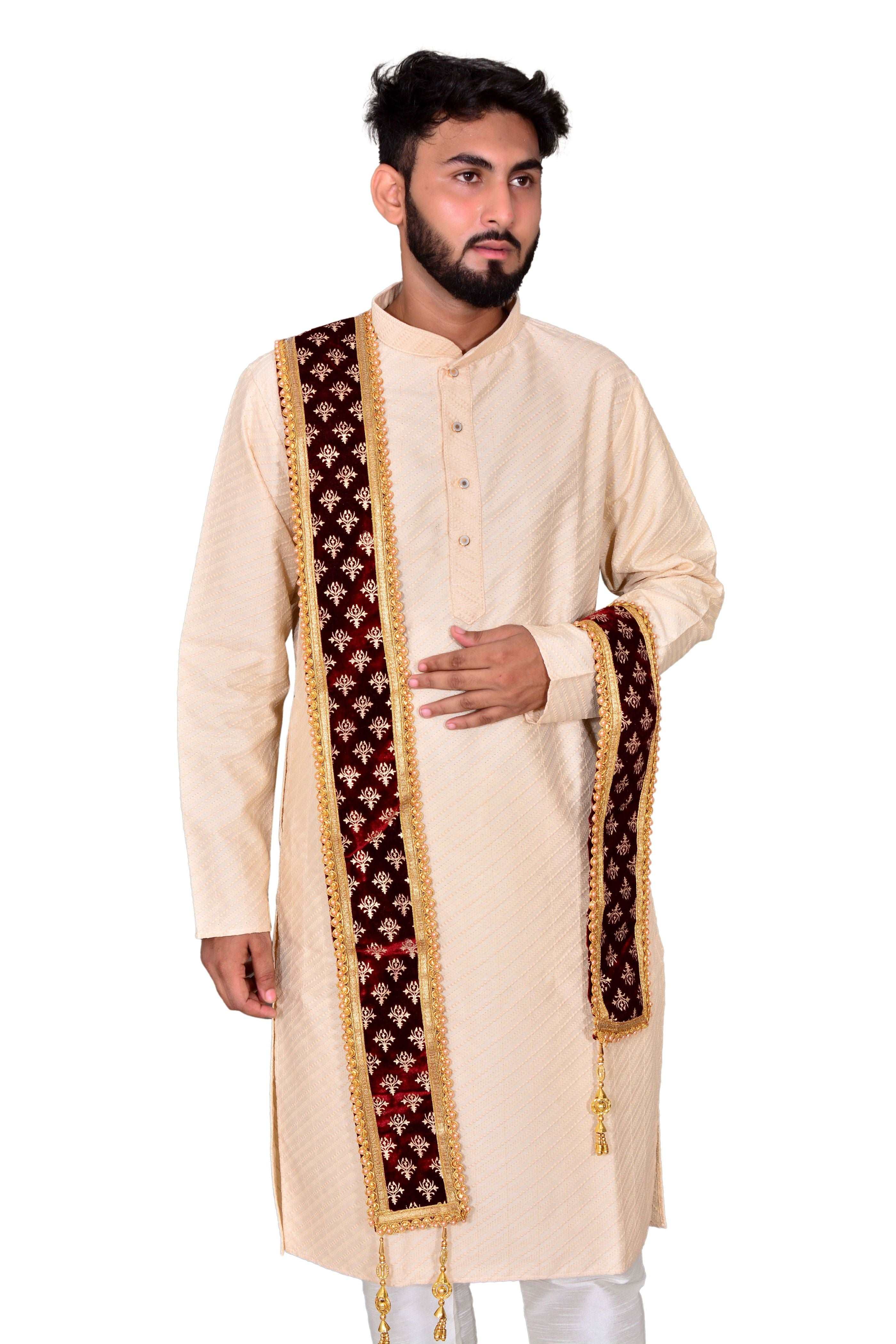 Red Velvet Golden Printed Stole