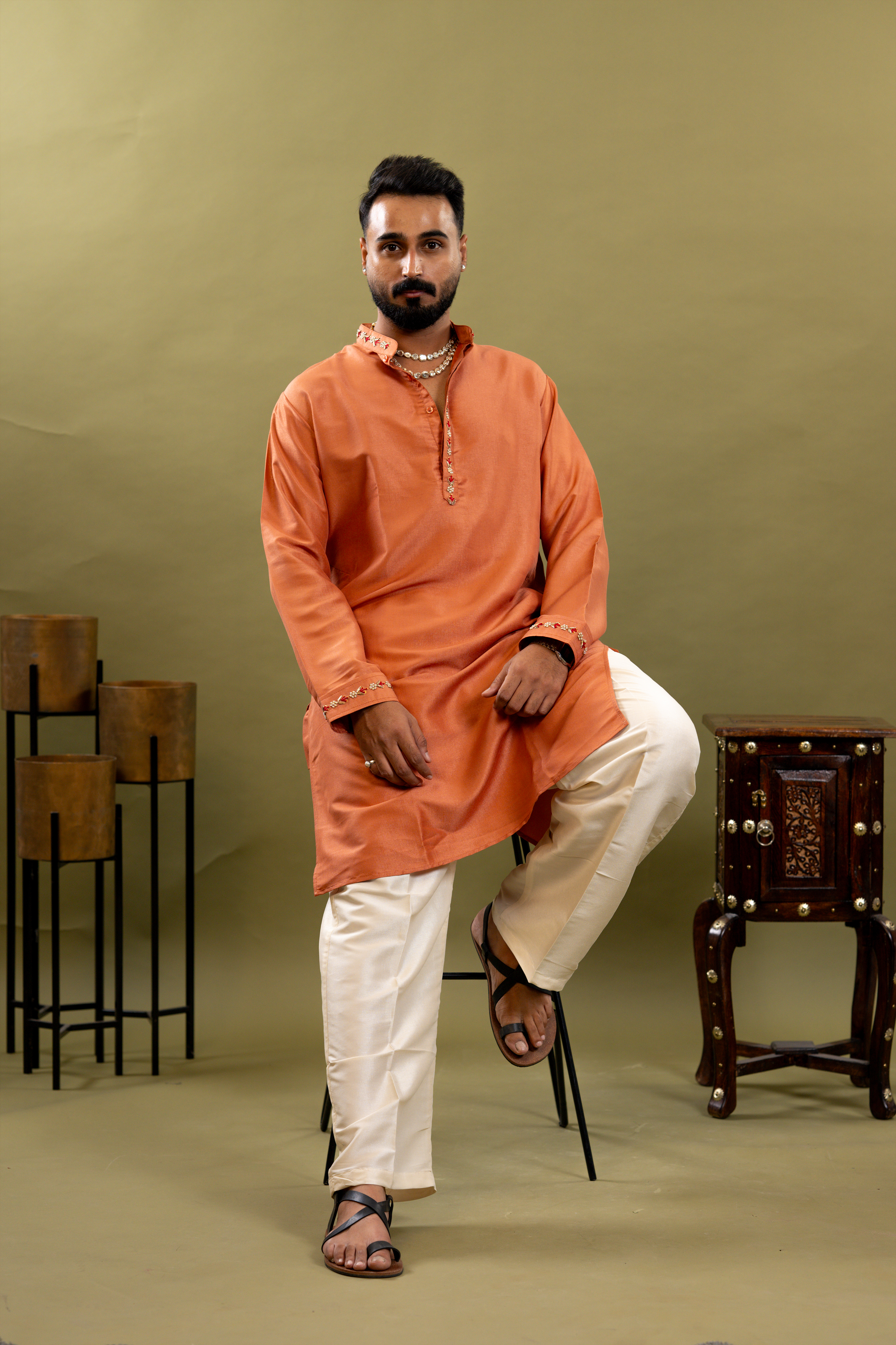 Handwork printed Mens Kurta & Pants Set | Festive Outfit for men | Wedding wear for men | kurta for groom or groomsmen