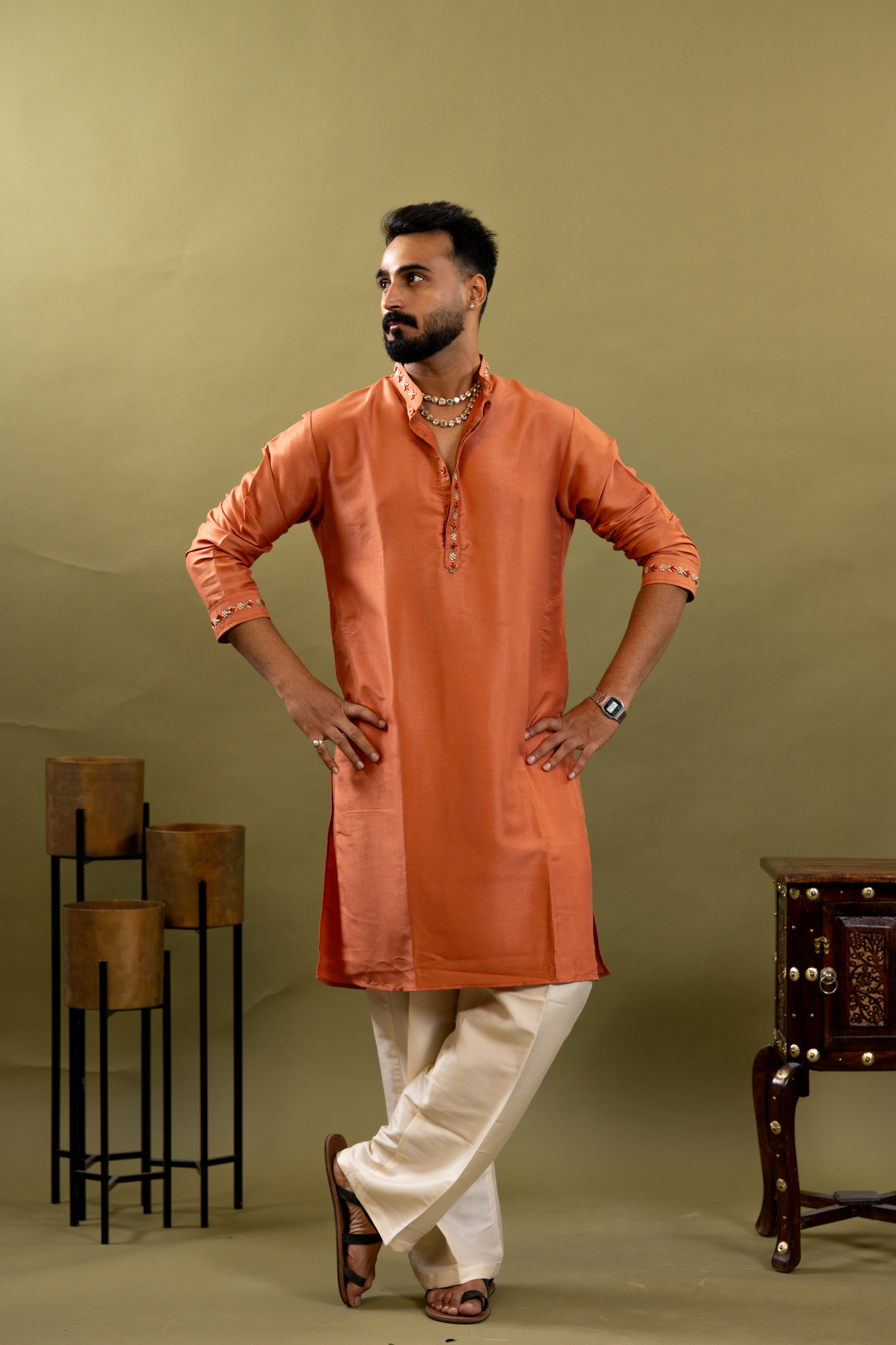 Handwork printed Mens Kurta & Pants Set | Festive Outfit for men | Wedding wear for men | kurta for groom or groomsmen