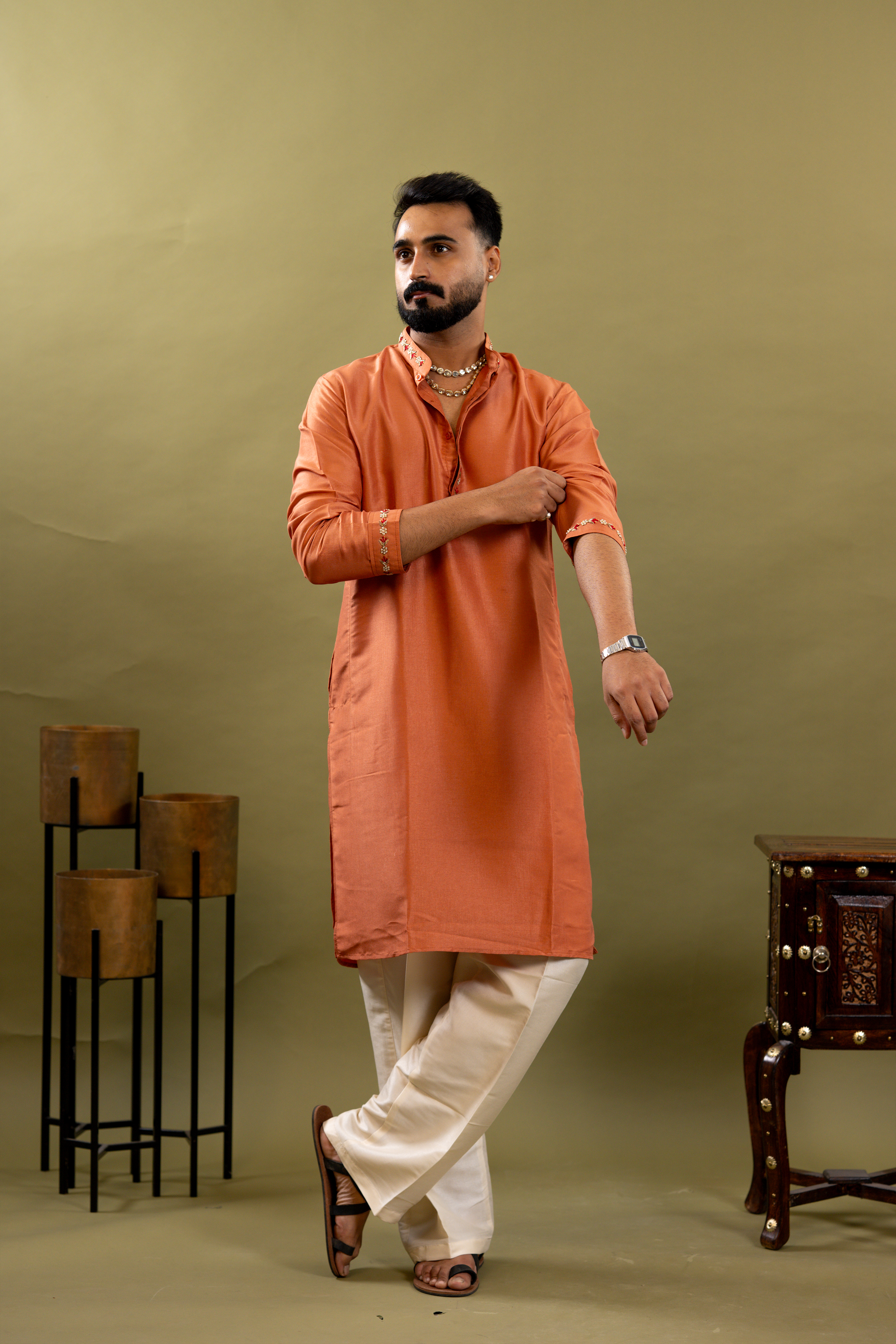 Handwork printed Mens Kurta & Pants Set | Festive Outfit for men | Wedding wear for men | kurta for groom or groomsmen