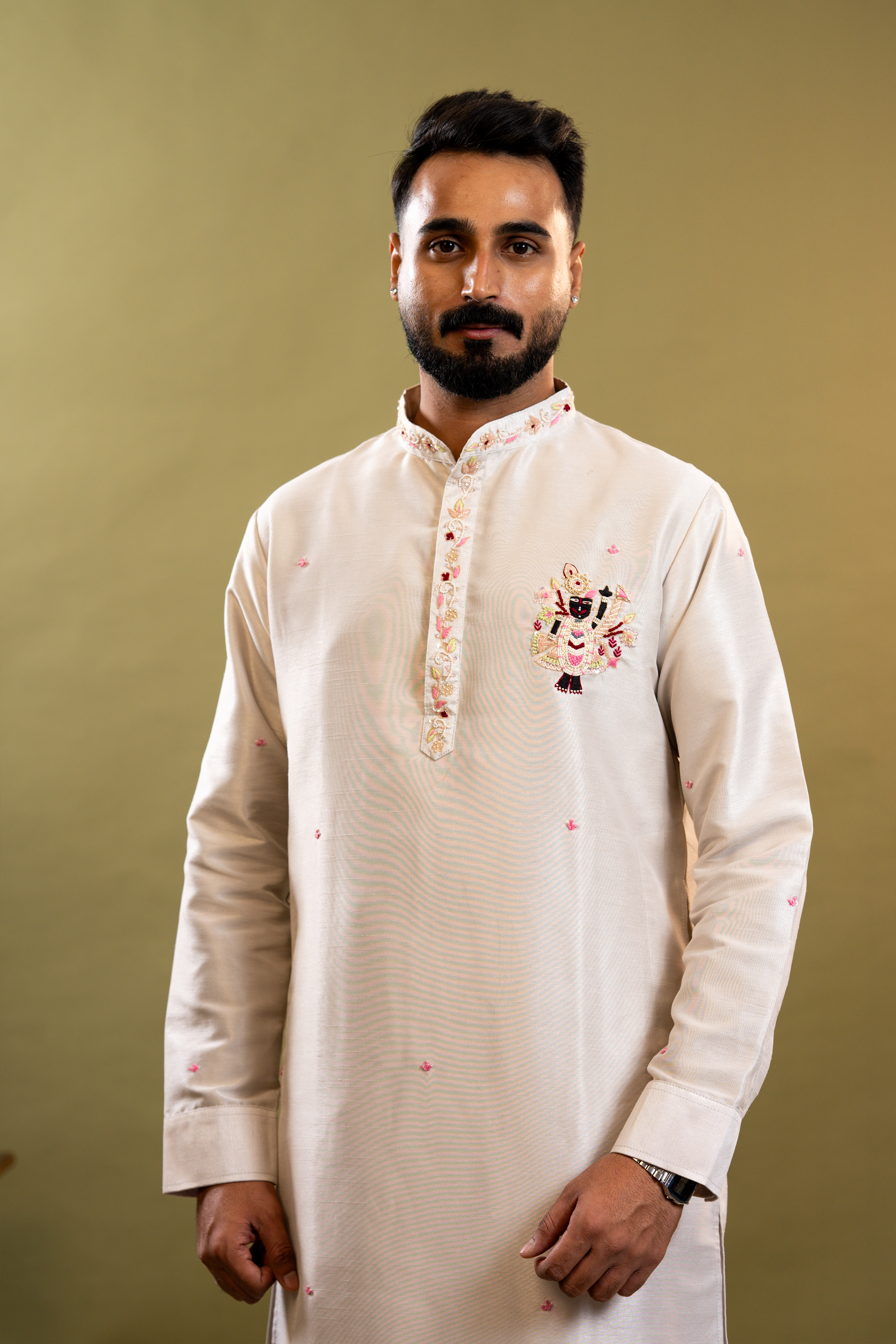 Silk Handwork Mens Kurta & Pants Set | shreenath ji handwork Festive Outfit for men | Wedding wear for men | kurta for groom or groomsmen