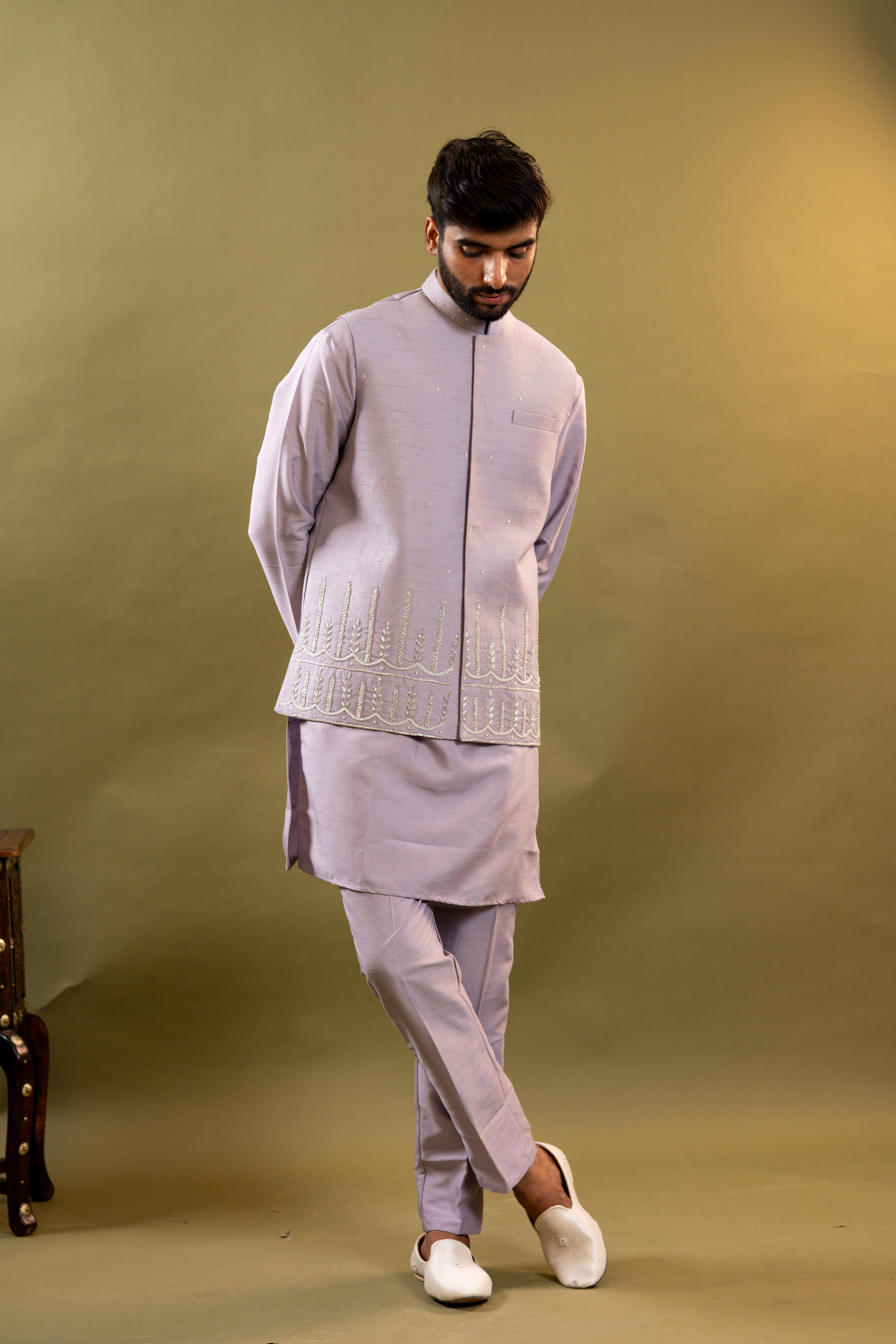 Handwork Nehru Jacket with kurta pyjama set For Men | Modi Jacket 3 piece set | Indian wedding wear outfits | waistcoat | kurta pant with jacket