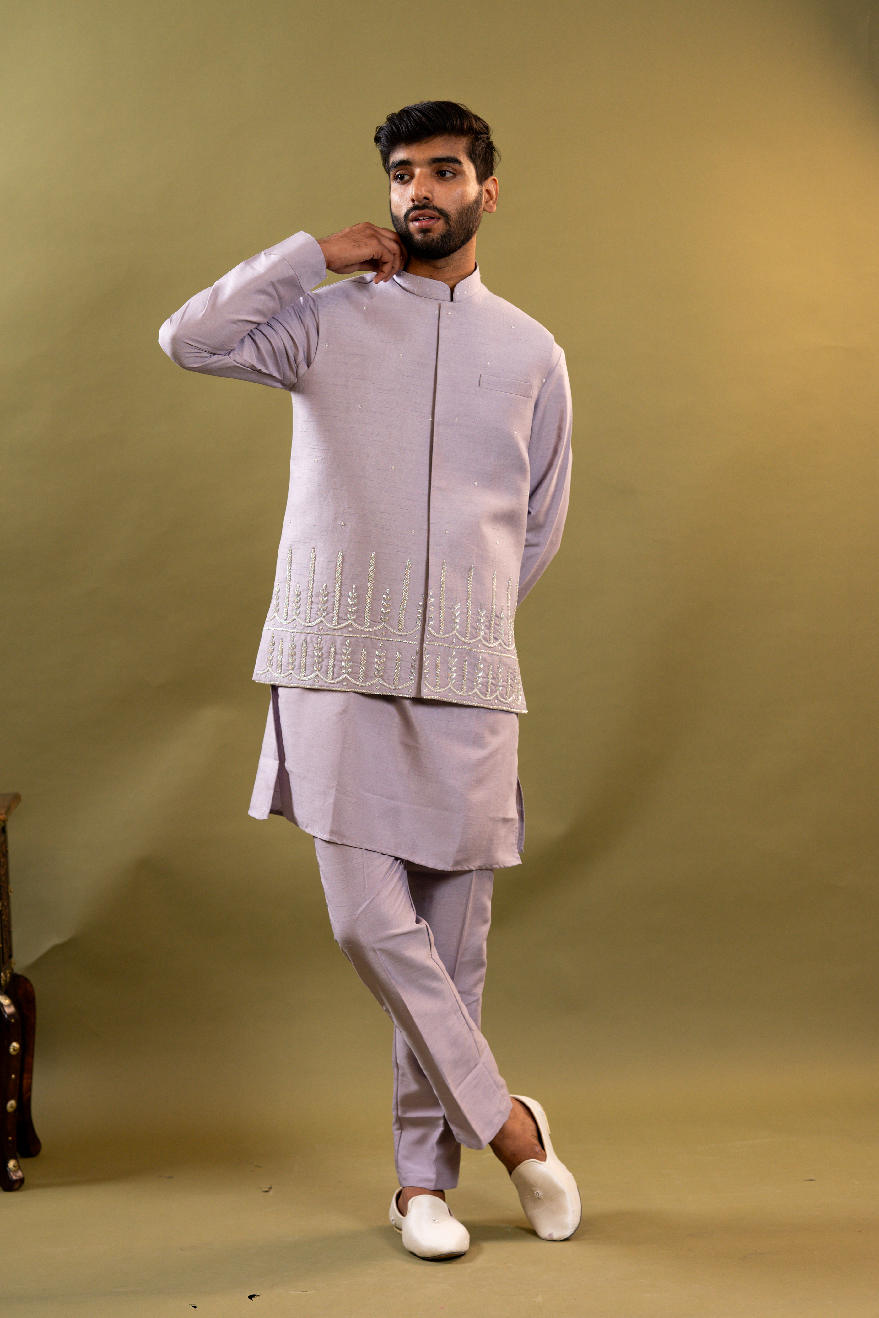 Handwork Nehru Jacket with kurta pyjama set For Men | Modi Jacket 3 piece set | Indian wedding wear outfits | waistcoat | kurta pant with jacket