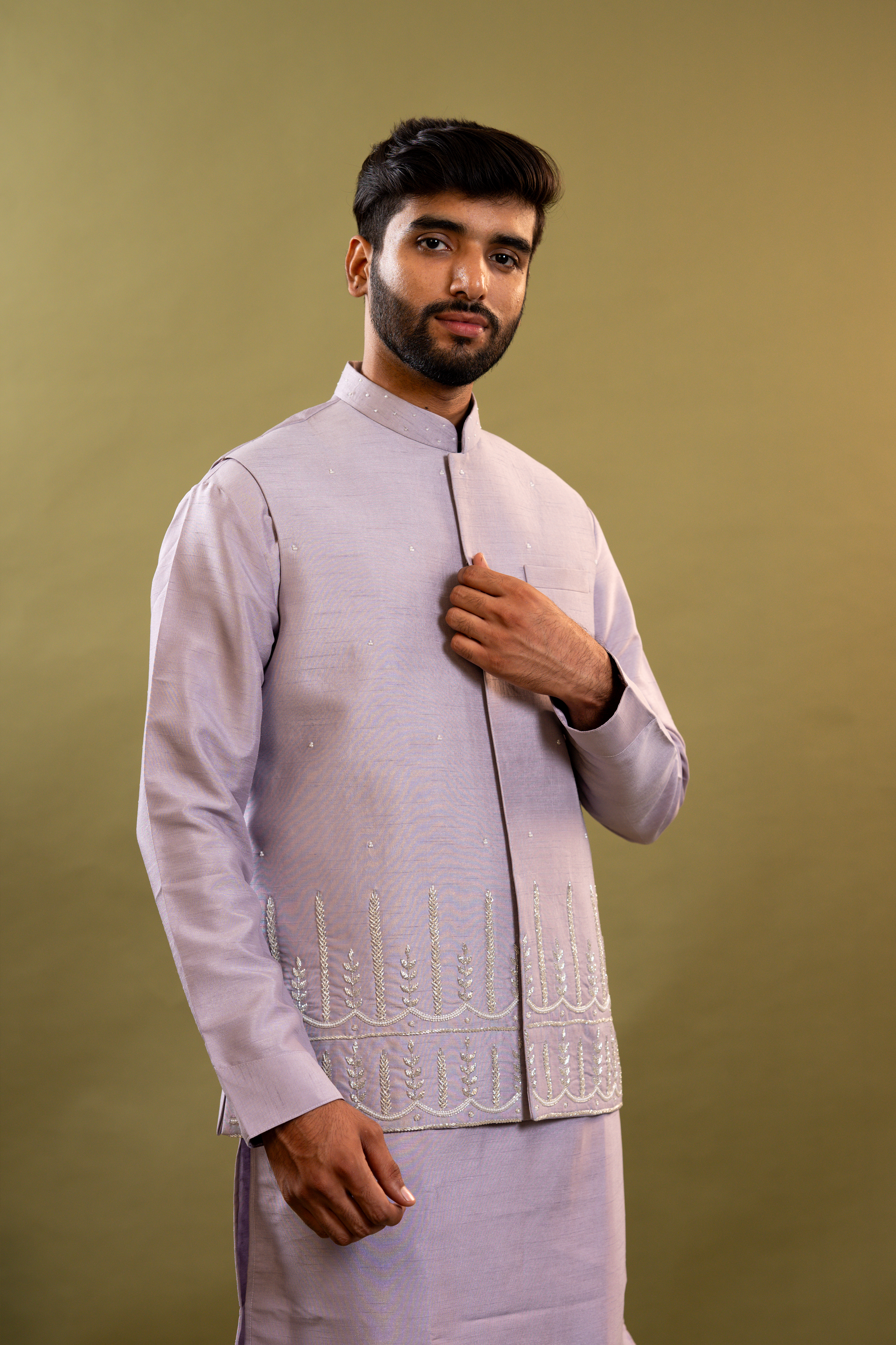 Handwork Nehru Jacket with kurta pyjama set For Men | Modi Jacket 3 piece set | Indian wedding wear outfits | waistcoat | kurta pant with jacket