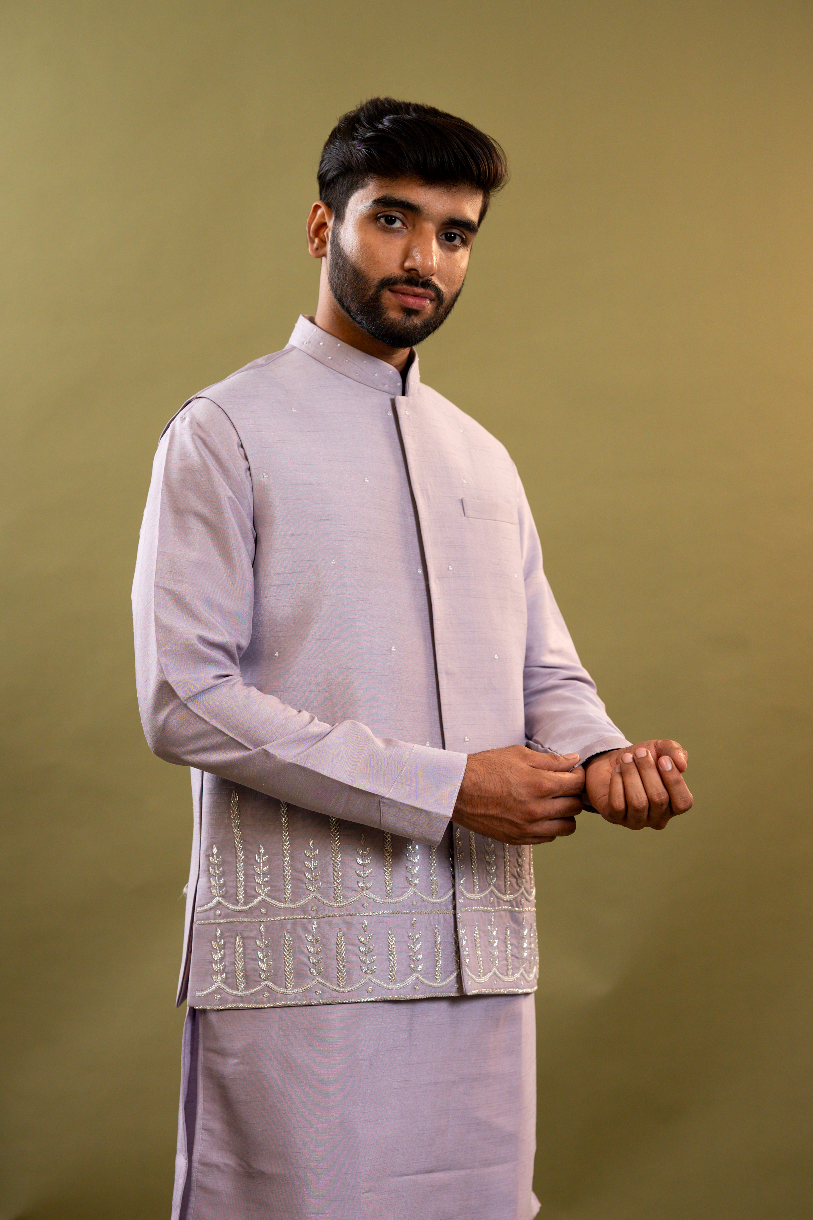 Handwork Nehru Jacket with kurta pyjama set For Men | Modi Jacket 3 piece set | Indian wedding wear outfits | waistcoat | kurta pant with jacket