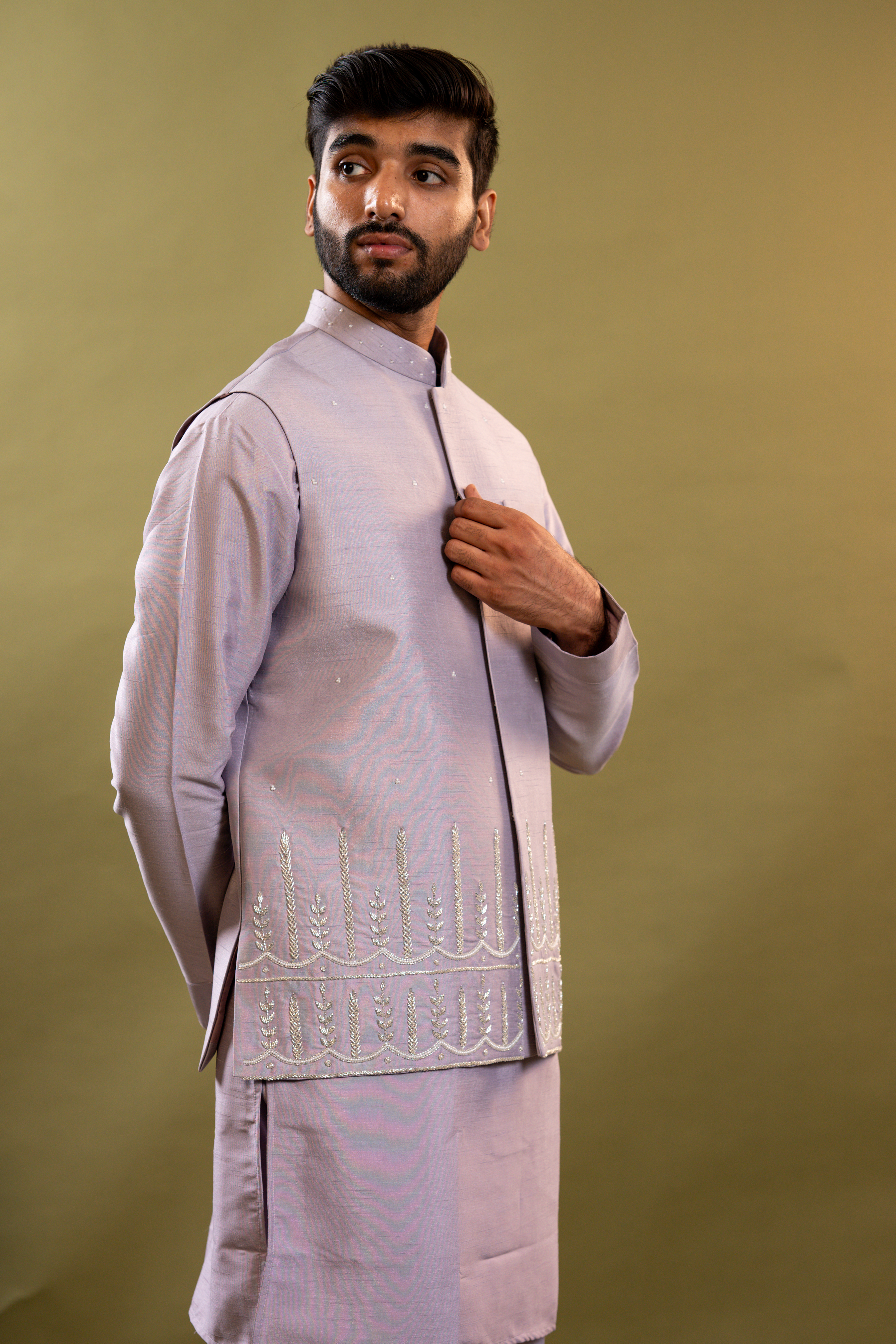 Handwork Nehru Jacket with kurta pyjama set For Men | Modi Jacket 3 piece set | Indian wedding wear outfits | waistcoat | kurta pant with jacket