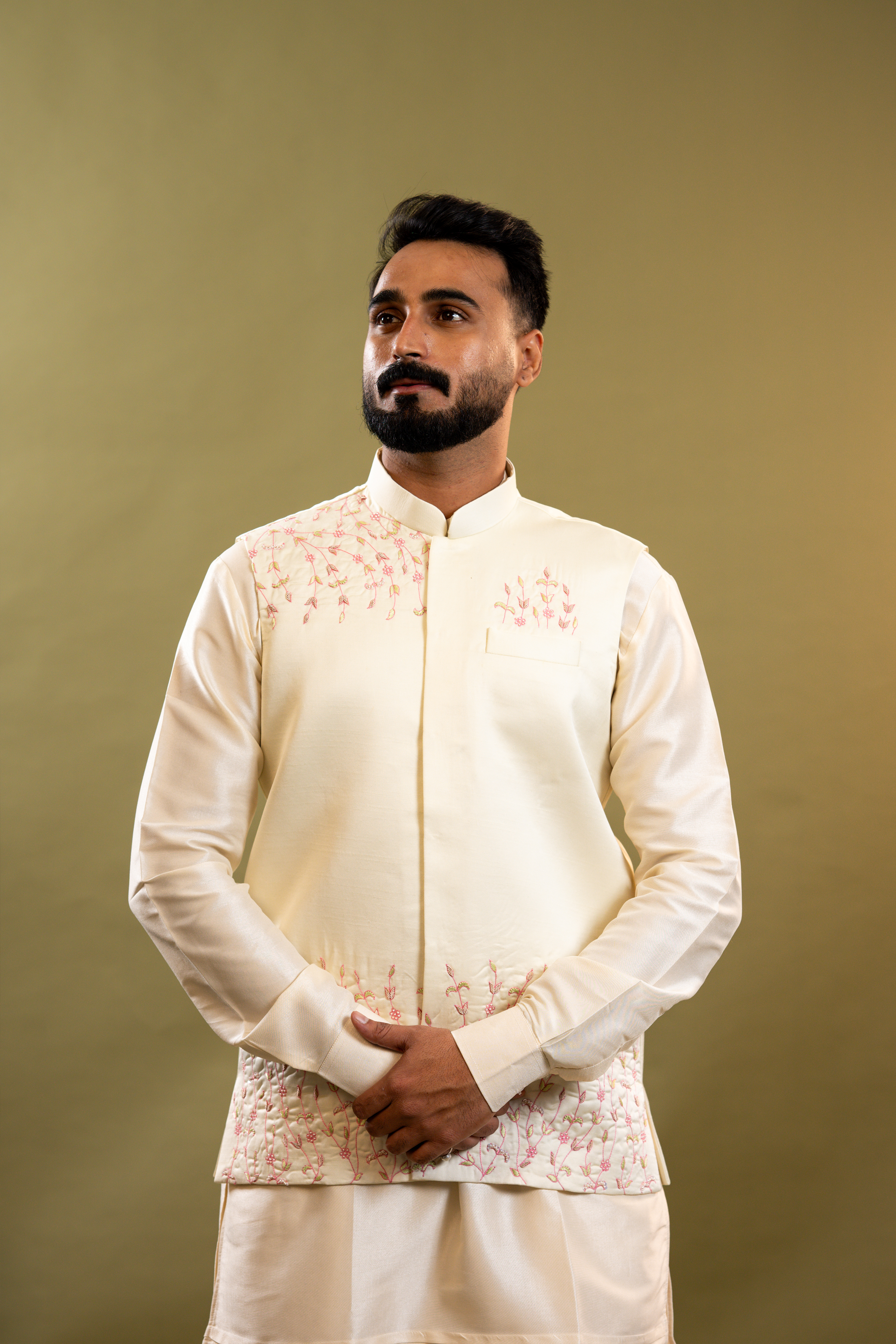 Handwork Nehru Jacket with kurta pyjama set For Men | Modi Jacket 3 piece set | Indian wedding wear outfits | waistcoat | kurta pant with jacket