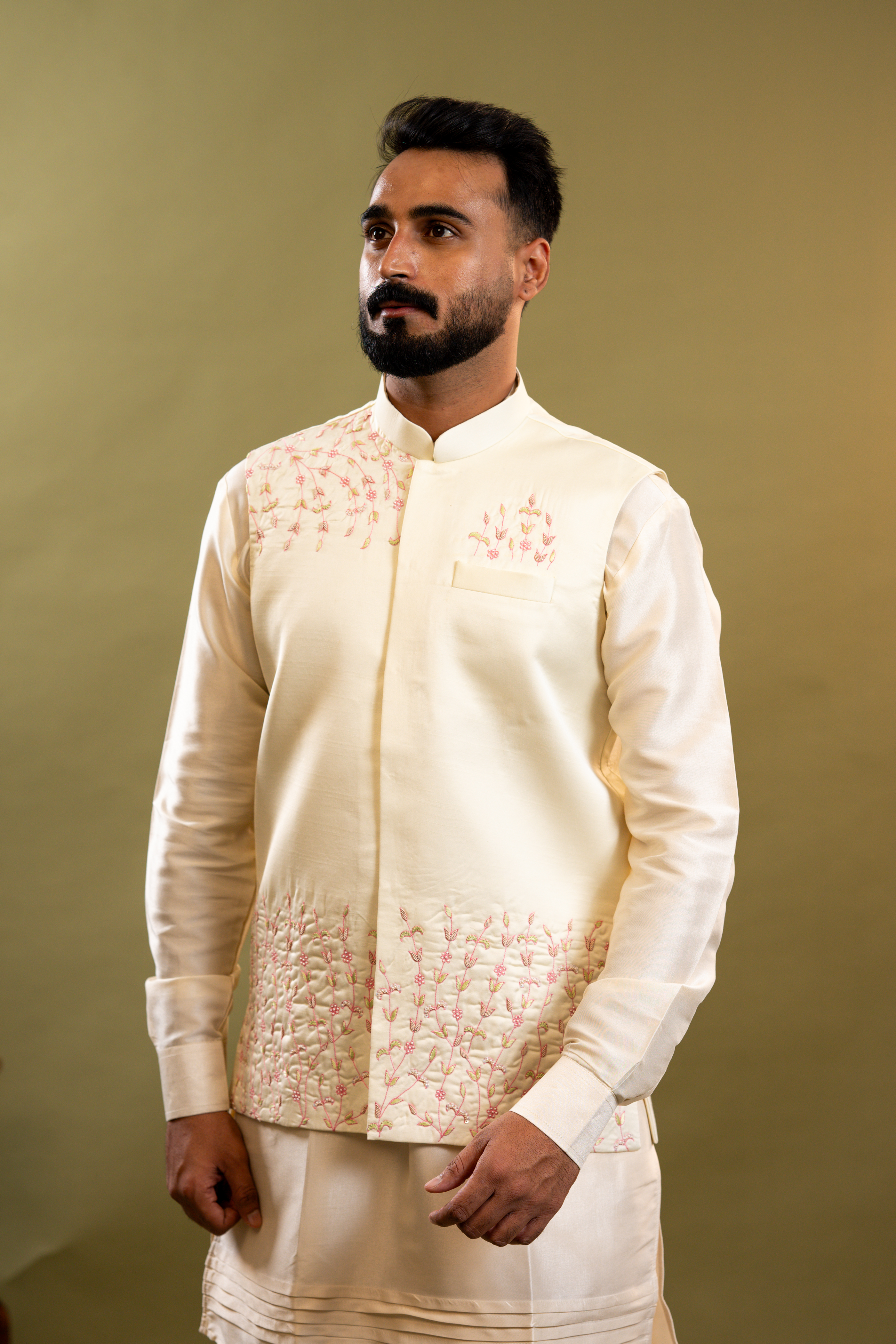 Handwork Nehru Jacket with kurta pyjama set For Men | Modi Jacket 3 piece set | Indian wedding wear outfits | waistcoat | kurta pant with jacket