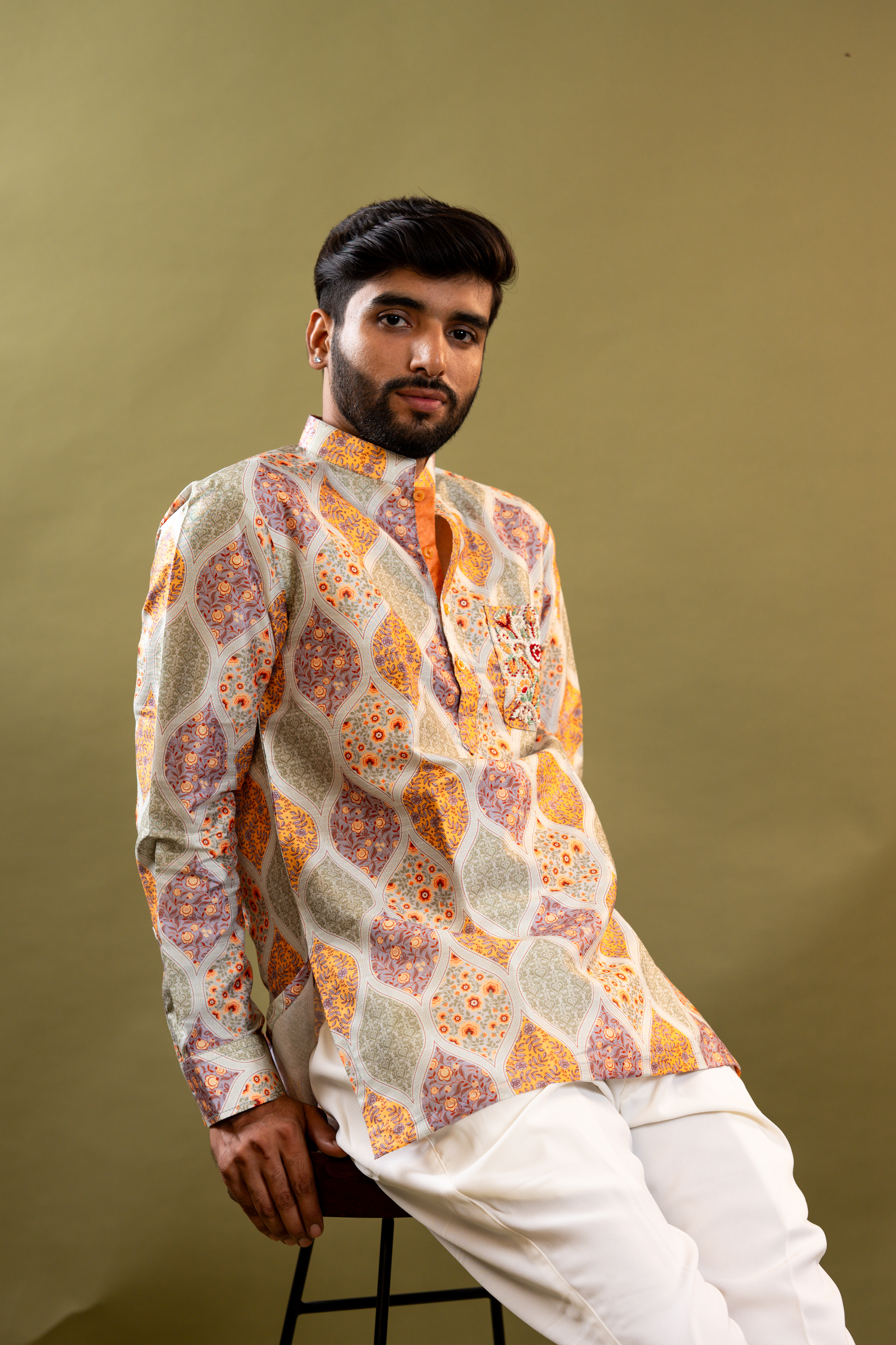 Handwork printed Mens Kurta & Pants Set | Festive Outfit for men | Wedding wear for men | kurta for groom or groomsmen