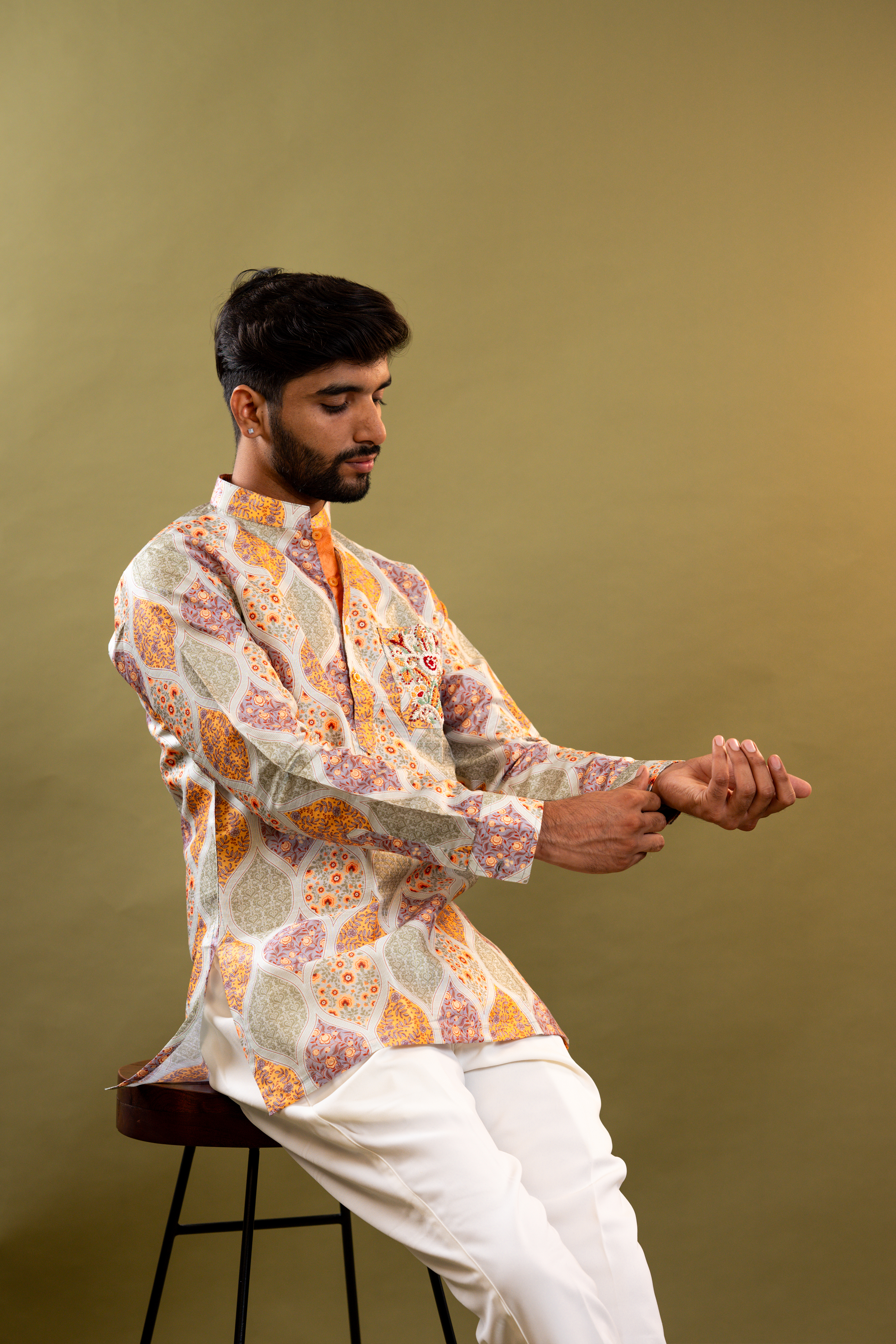 Handwork printed Mens Kurta & Pants Set | Festive Outfit for men | Wedding wear for men | kurta for groom or groomsmen