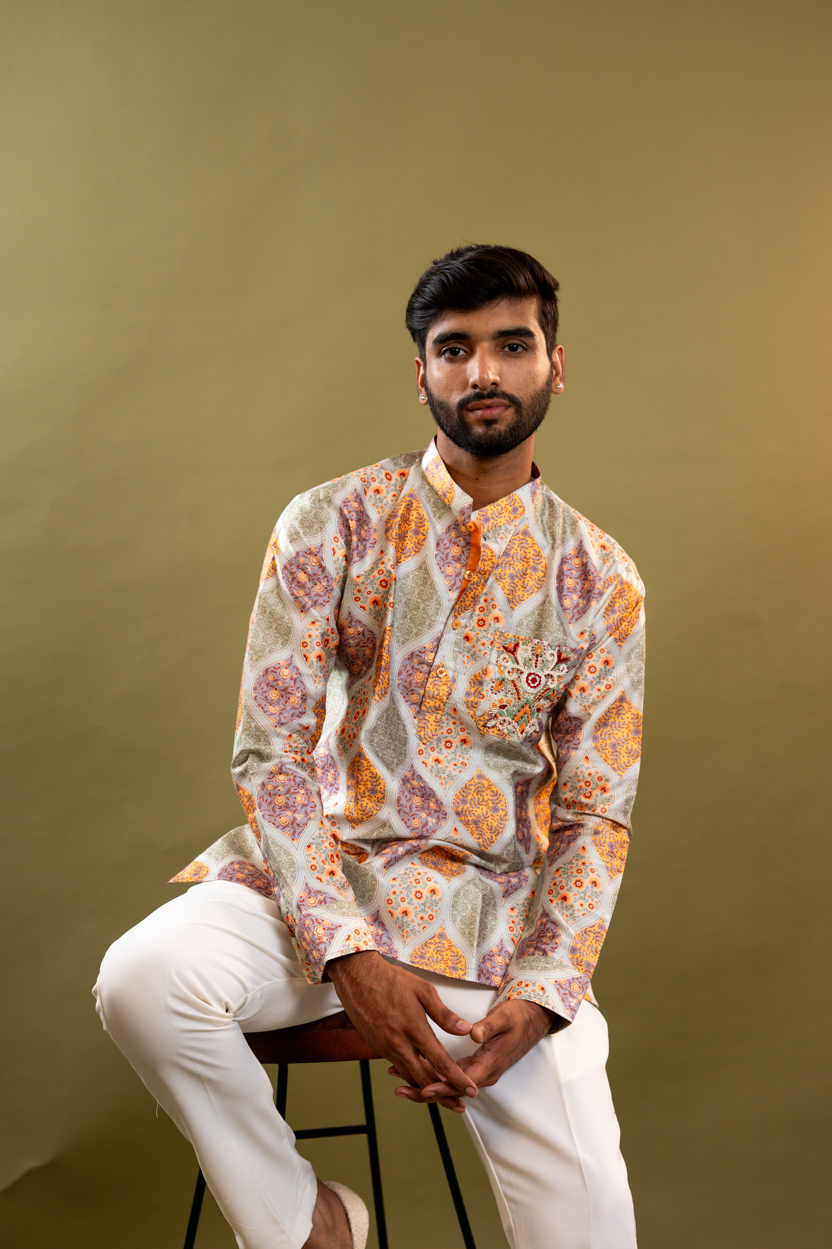 Handwork printed Mens Kurta & Pants Set | Festive Outfit for men | Wedding wear for men | kurta for groom or groomsmen
