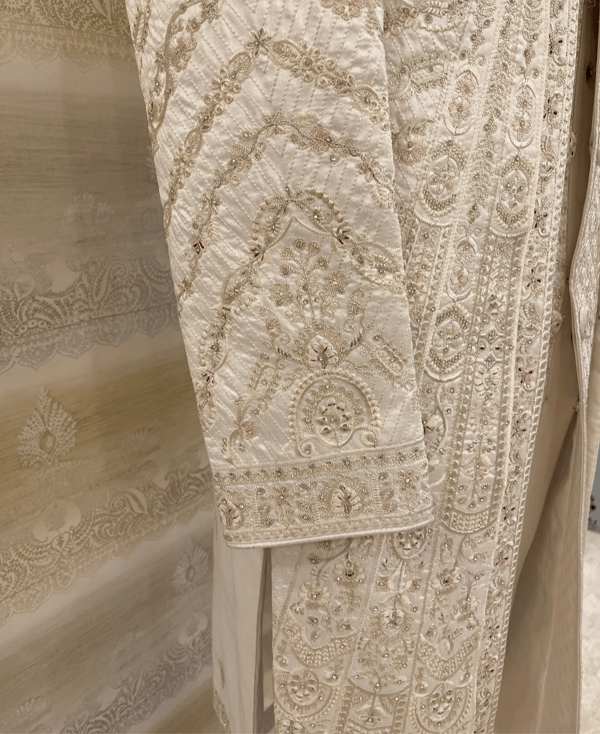 Light Rose Gold Pink Sherwani With Handwork And Zari Embroidery