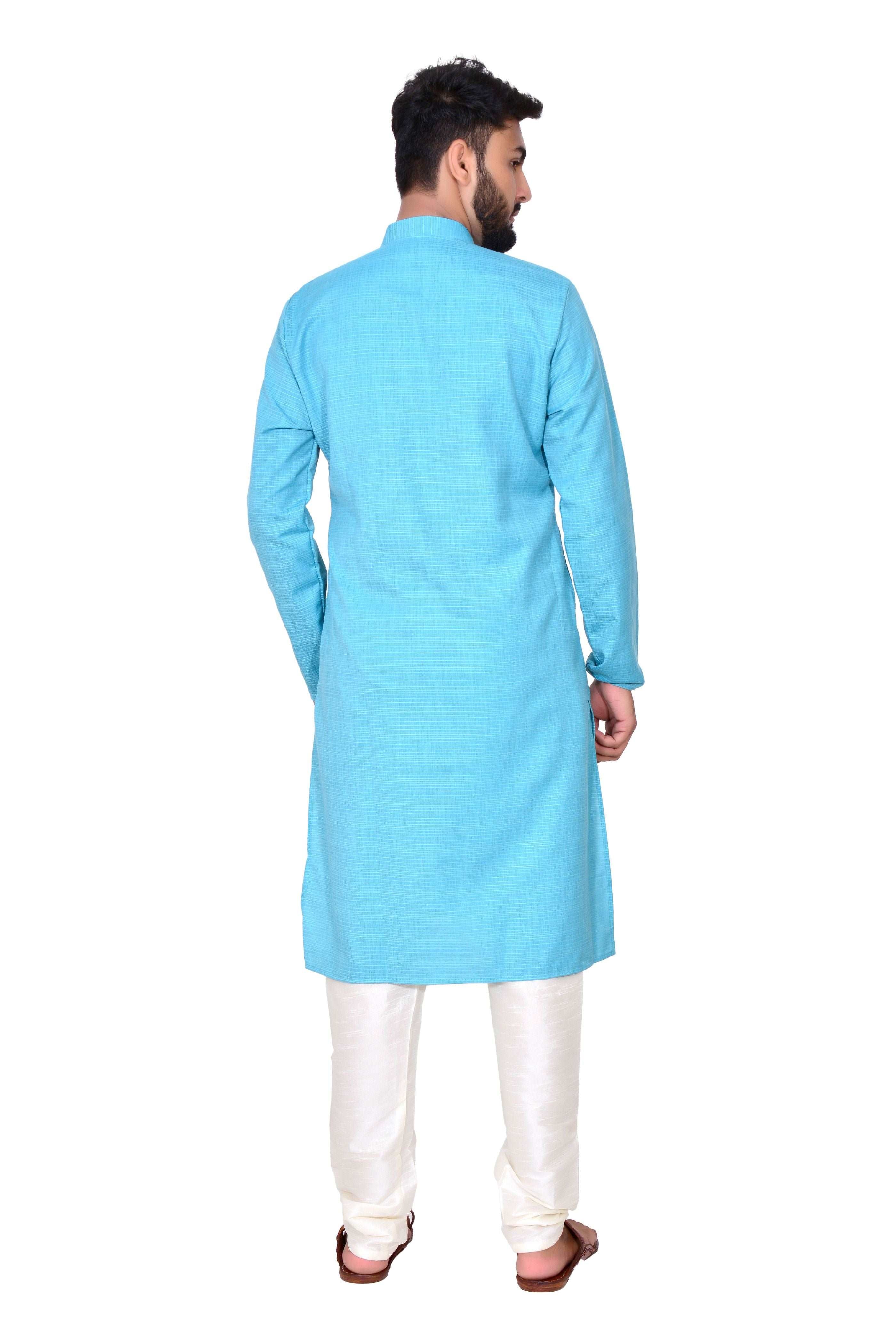 Plain Self Print Lenin Kurta Beige White Bottom
