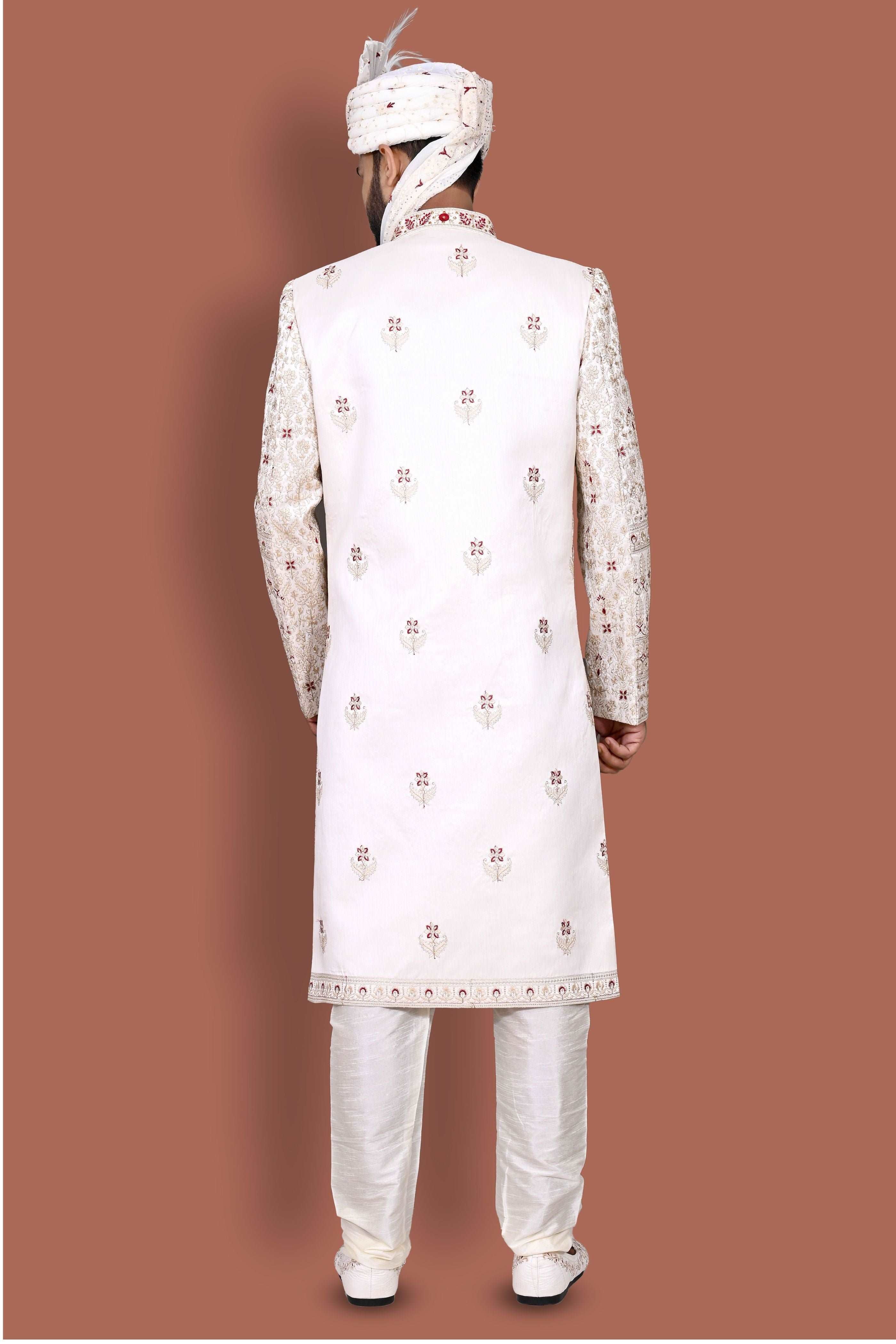 Aesthetic Fawn Patterned Sherwani Set