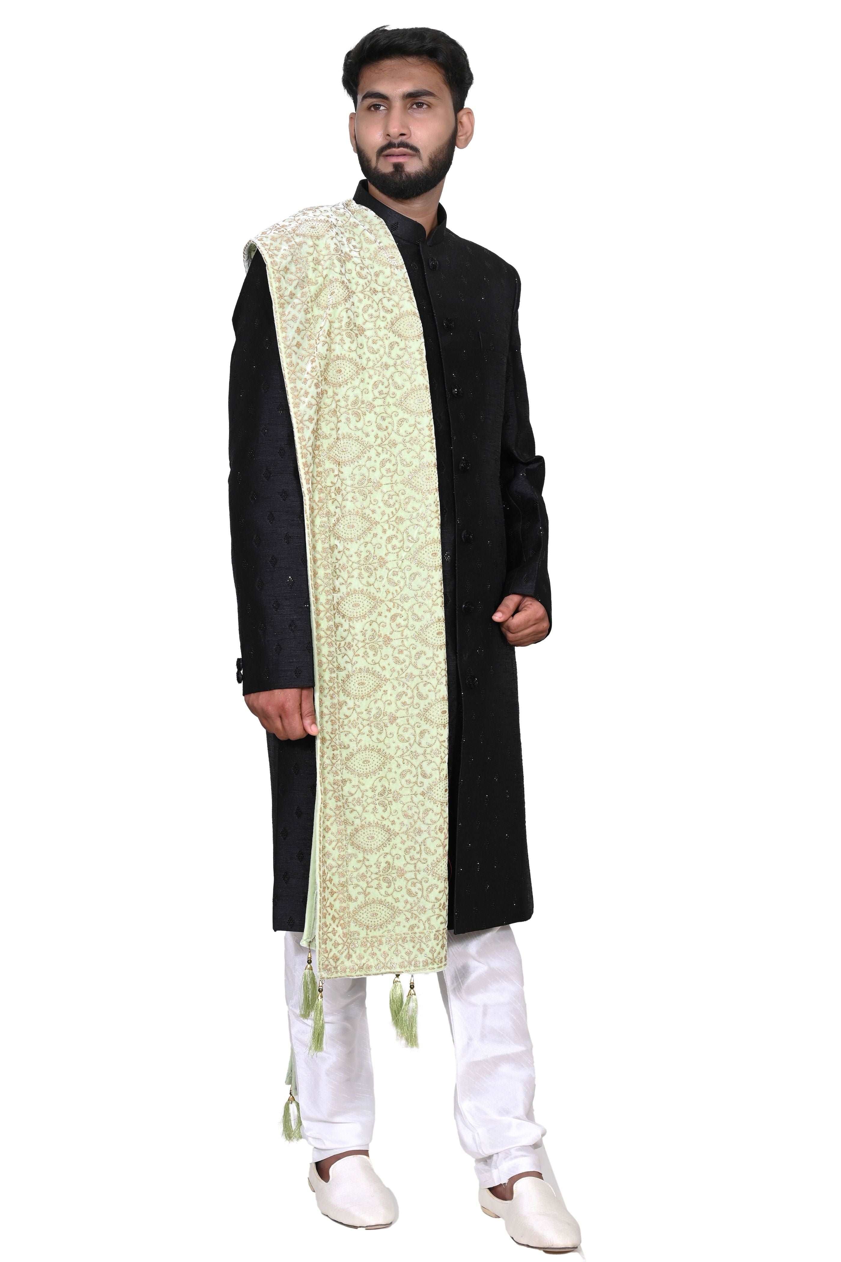 Velvet Glitter Stole (Dupatta) For Traditional Men’s Wear (Sherwani) For Wedding Purpose, Festive Purpose, Reception, Marriage Anniversary