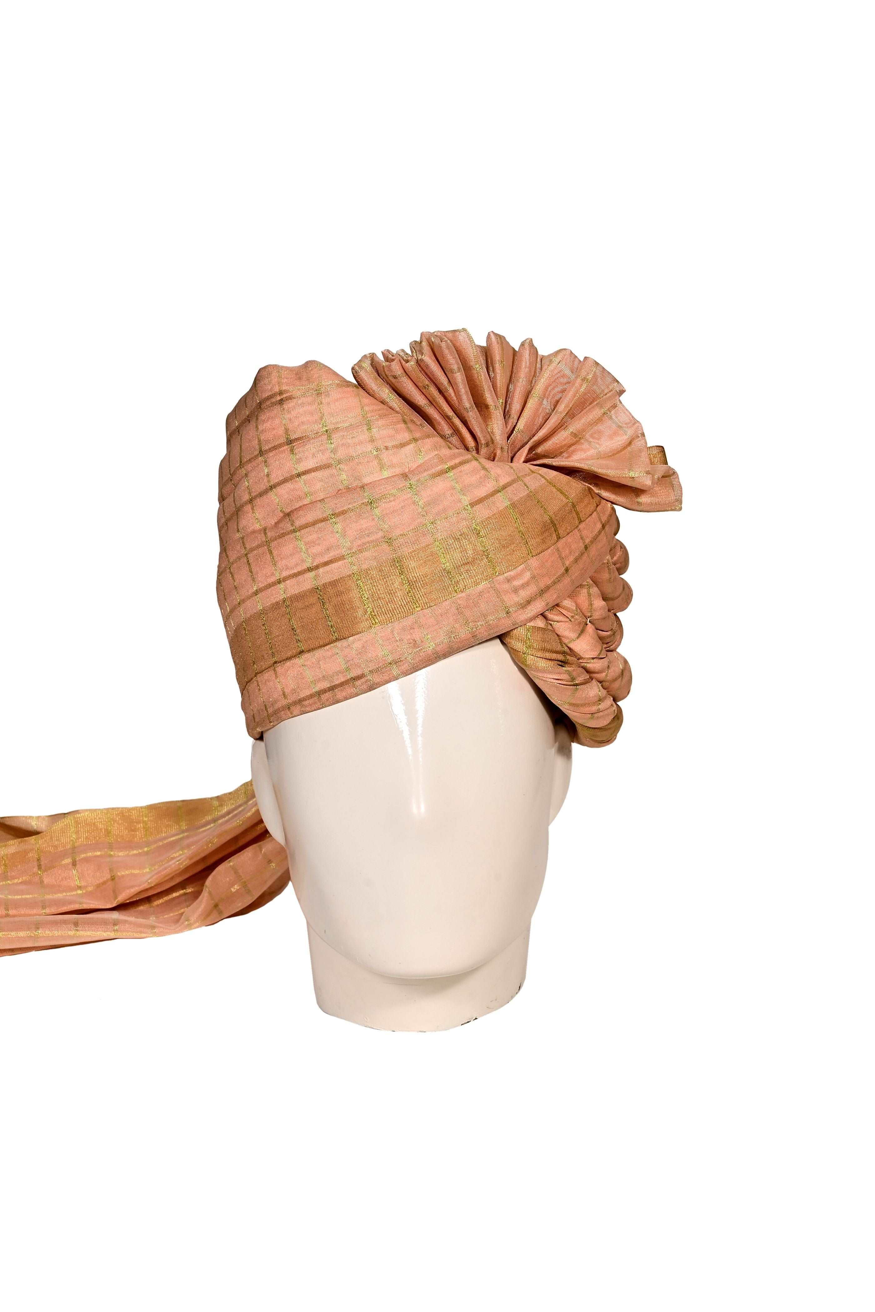 Royal Ready To Wear Cotton Silk Zari Striped Pagri/safa/turban/pheta (Turban Safa) For Men For Wedding/marriage And Traditional Function Charderi Silk Weaving