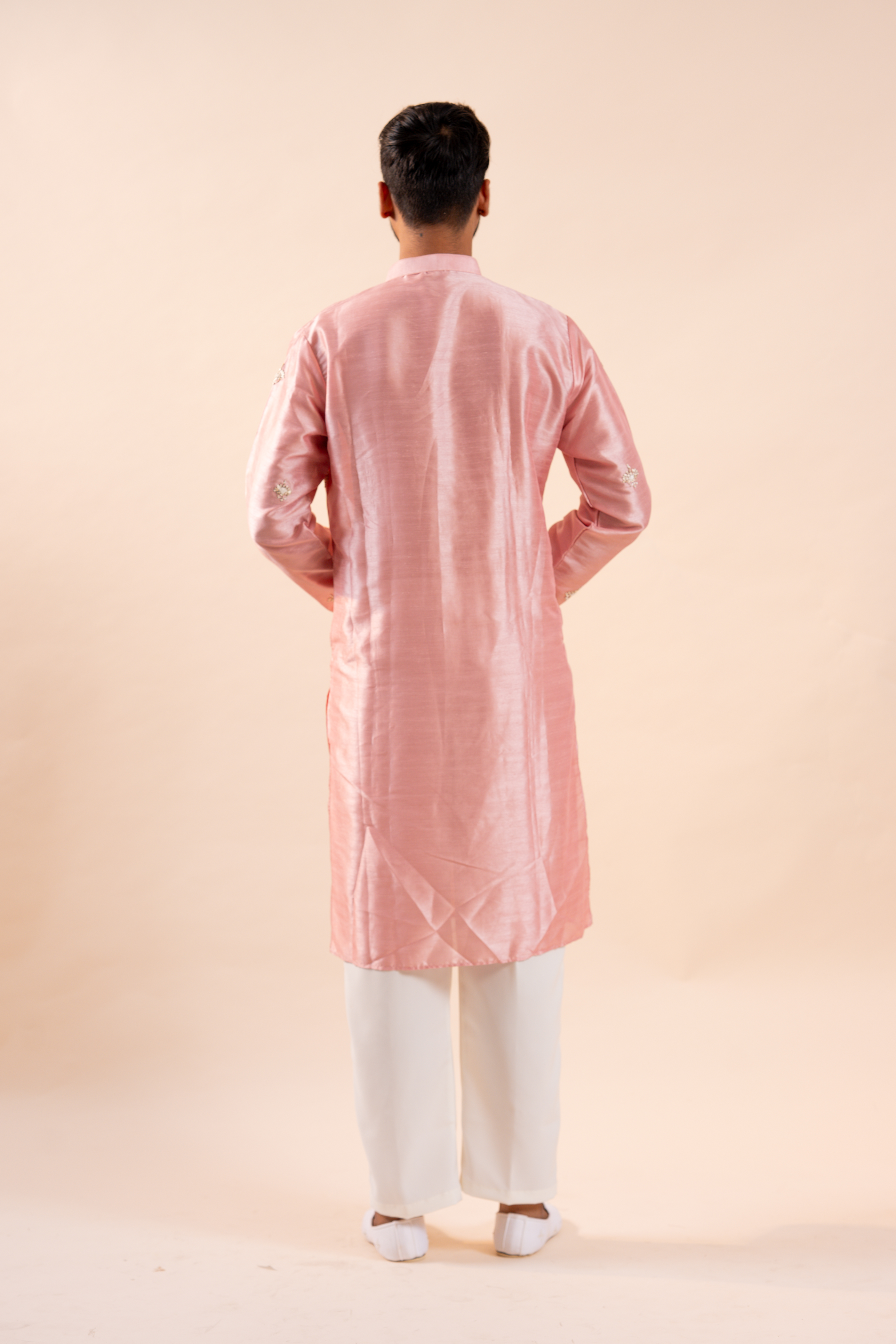 Pink Handwork Thread Mens Kurta & Pants Set | Festive Outfit for men | Groom or Groomsmen outfit