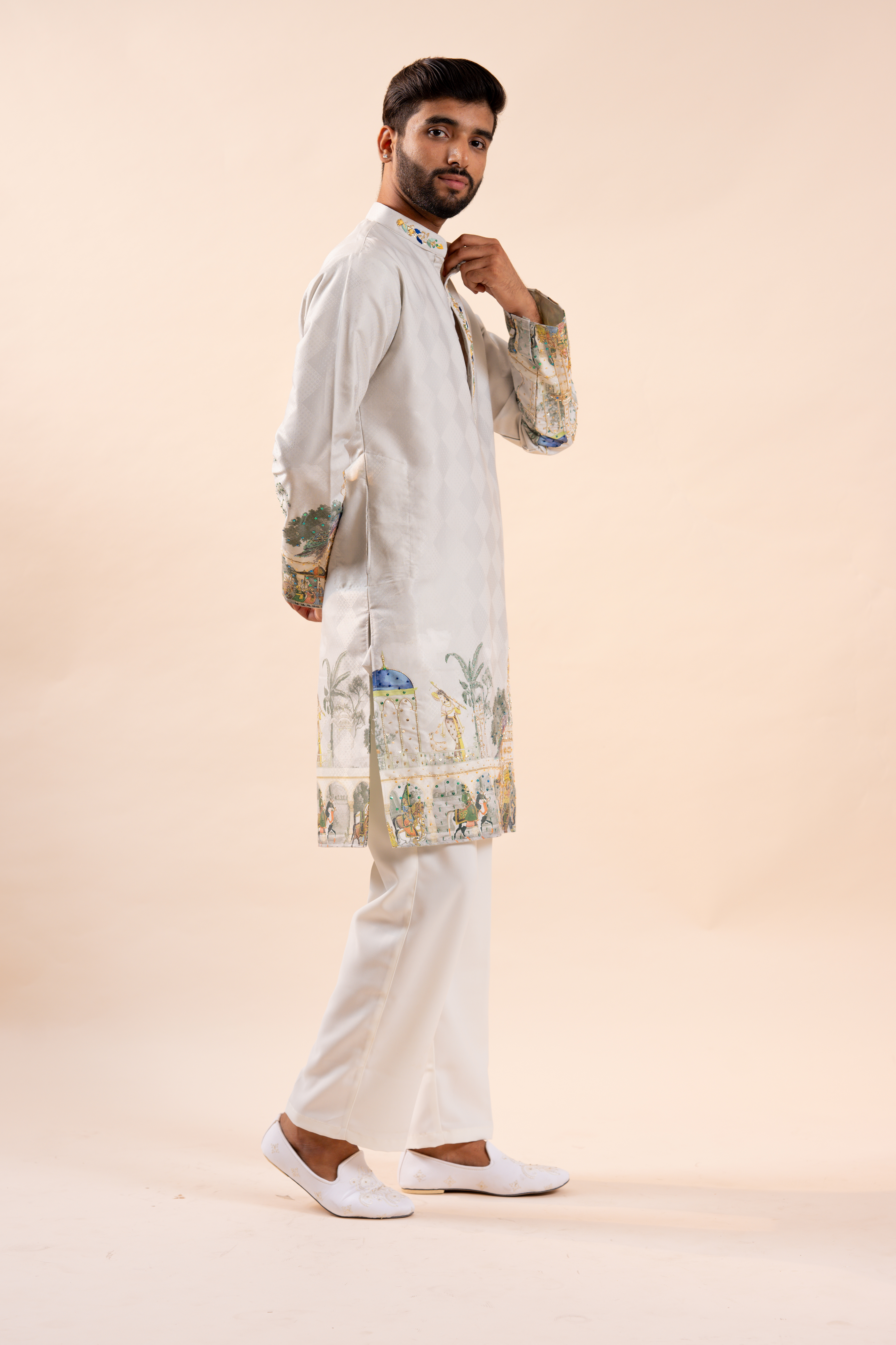 Silk Handwork Mens Kurta & Pants Set | Festive Outfit for men | Wedding wear for men | kurta for groom or groomsmen