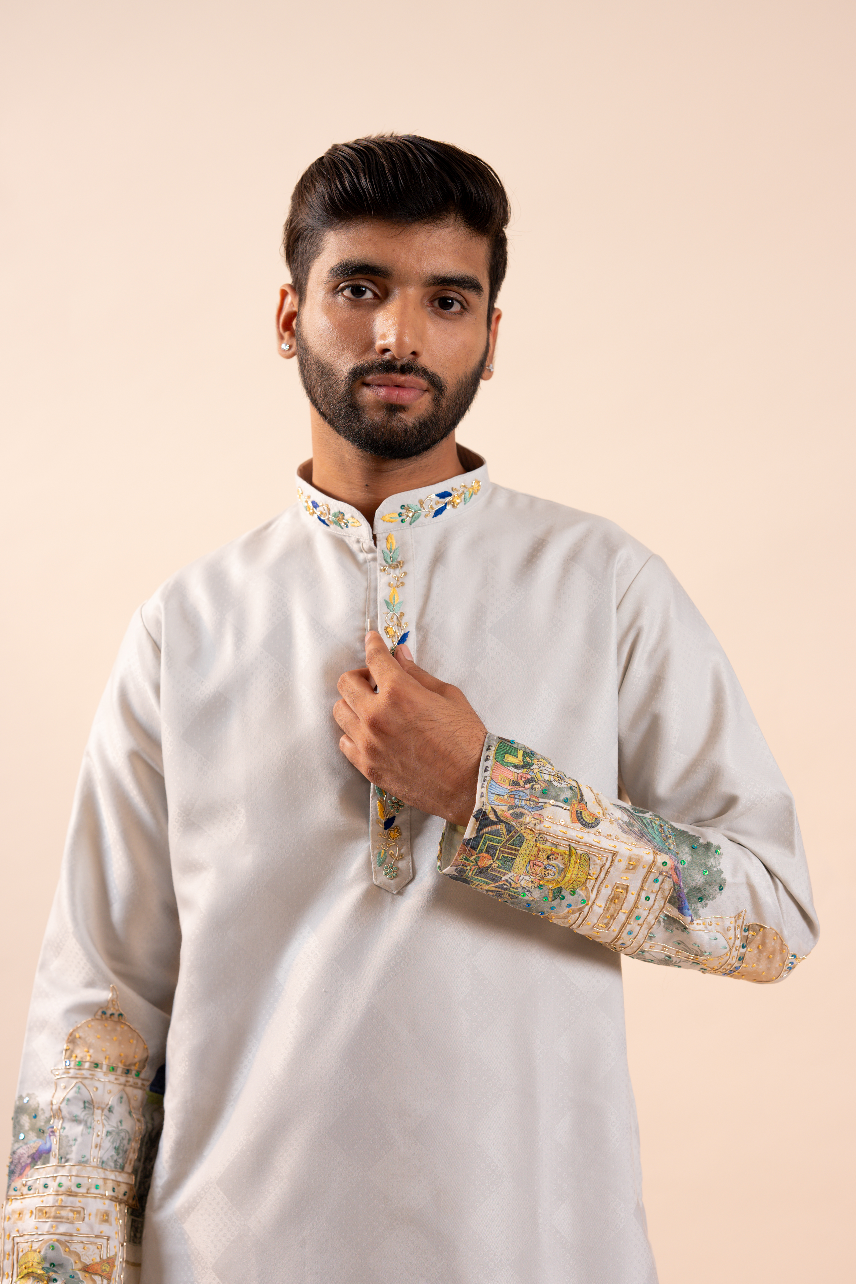 Silk Handwork Mens Kurta & Pants Set | Festive Outfit for men | Wedding wear for men | kurta for groom or groomsmen