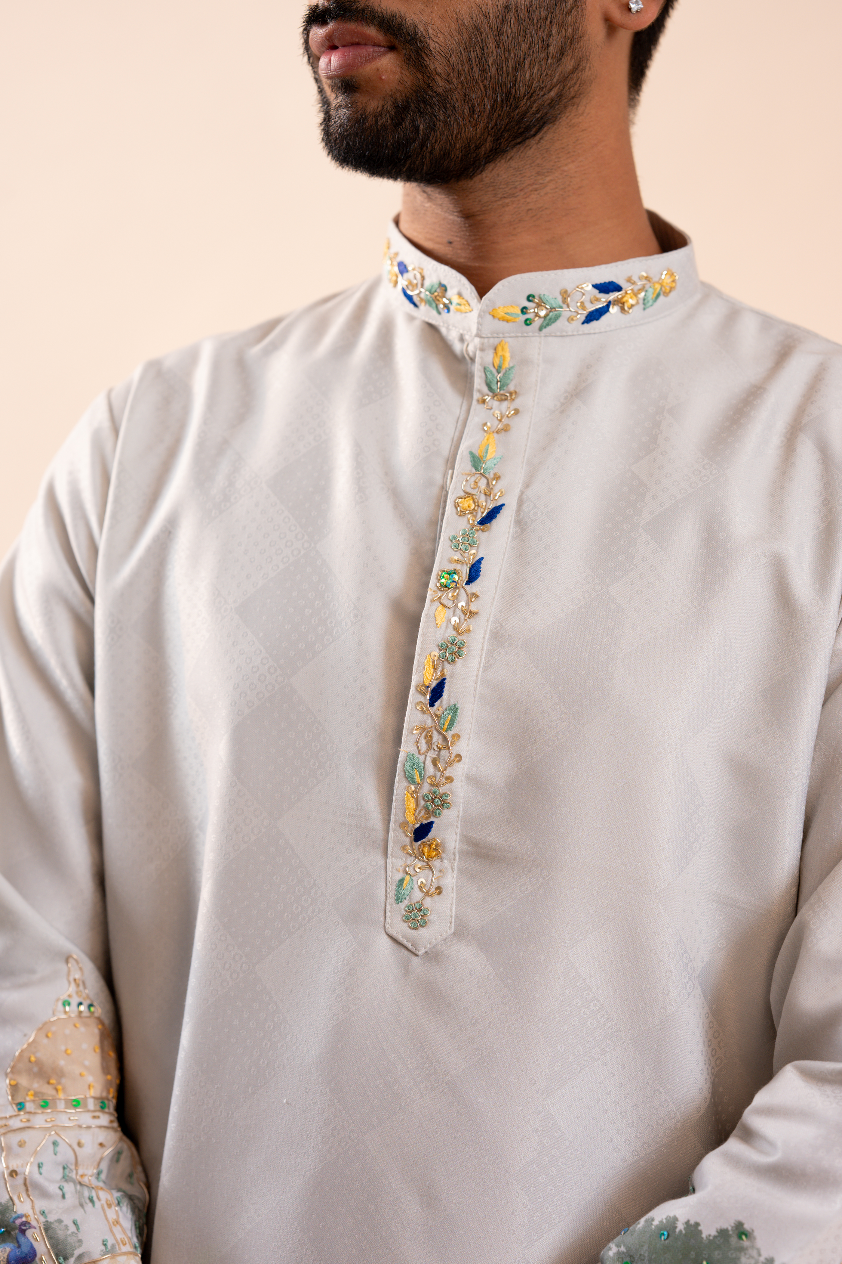 Silk Handwork Mens Kurta & Pants Set | Festive Outfit for men | Wedding wear for men | kurta for groom or groomsmen