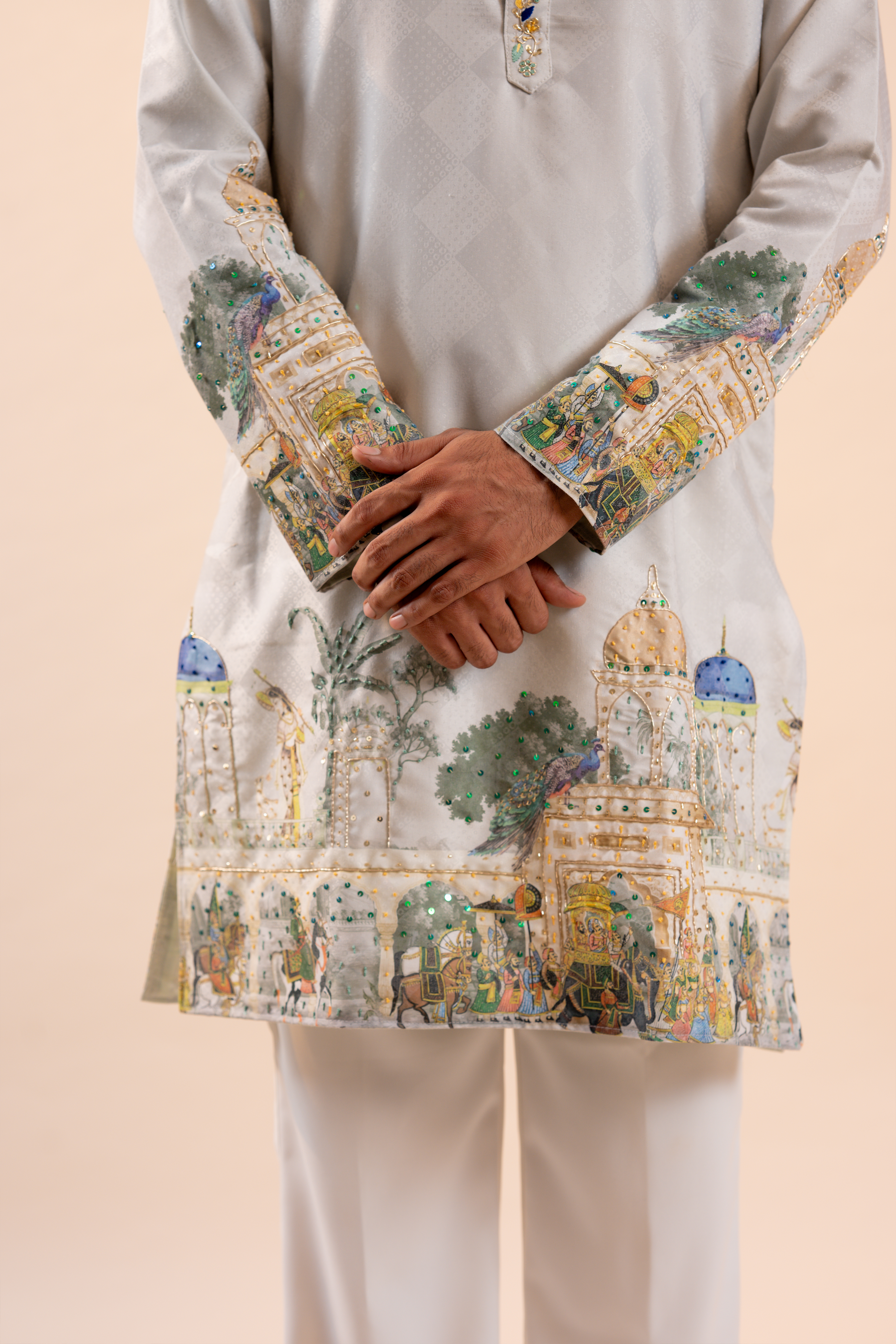 Silk Handwork Mens Kurta & Pants Set | Festive Outfit for men | Wedding wear for men | kurta for groom or groomsmen