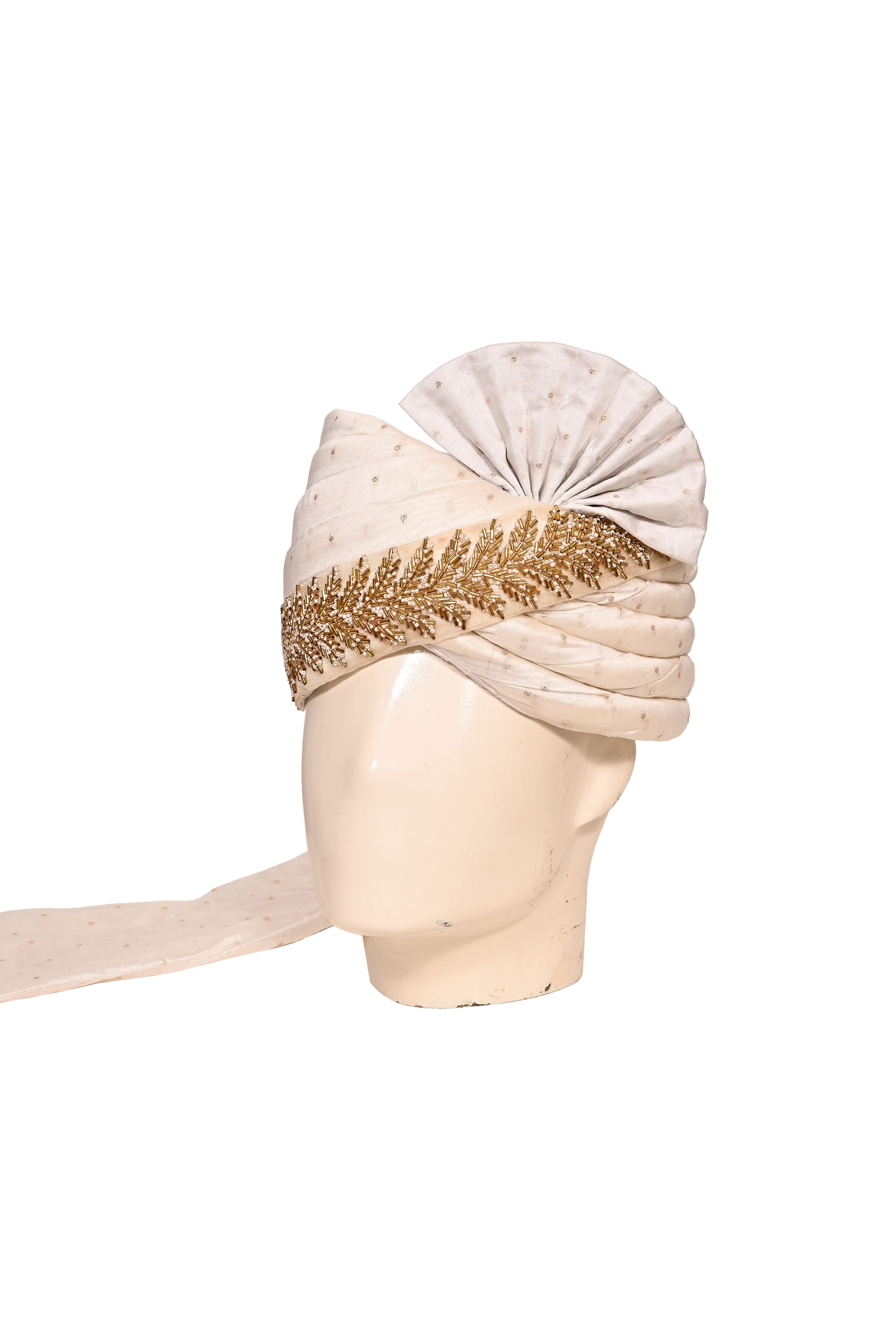 White Silk Stitched Handwork Border Safa/turban/pagri/pheta   Pheta (Turban Safa) And Dupatta For Men For Wedding/marriage And Traditional Function