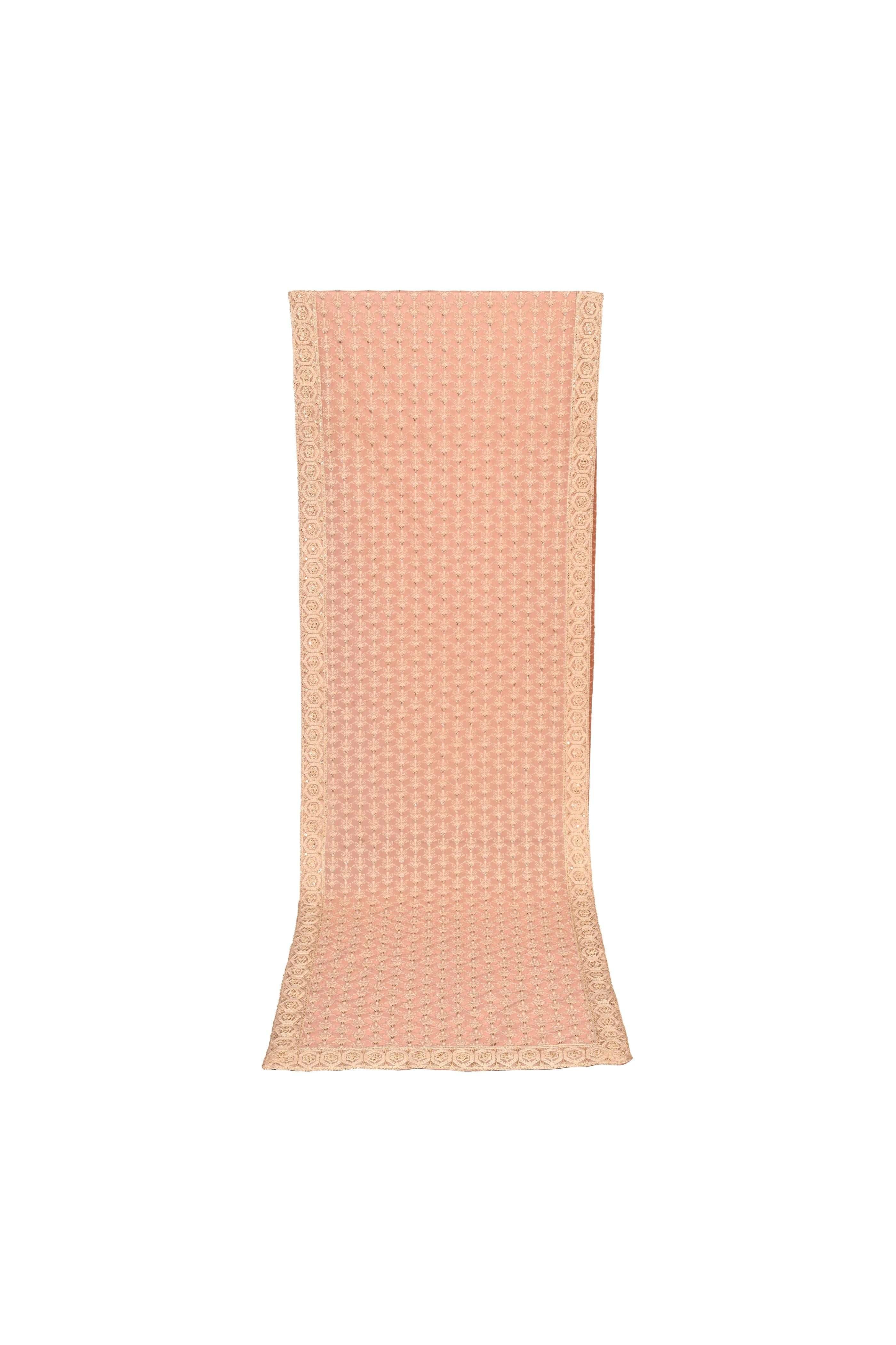 Peach Chikankari Stitched Handwork Border Safa/turban/pagri/pheta   Pheta (Turban Safa) And Dupatta  For Men For Wedding/marriage And Traditional Function