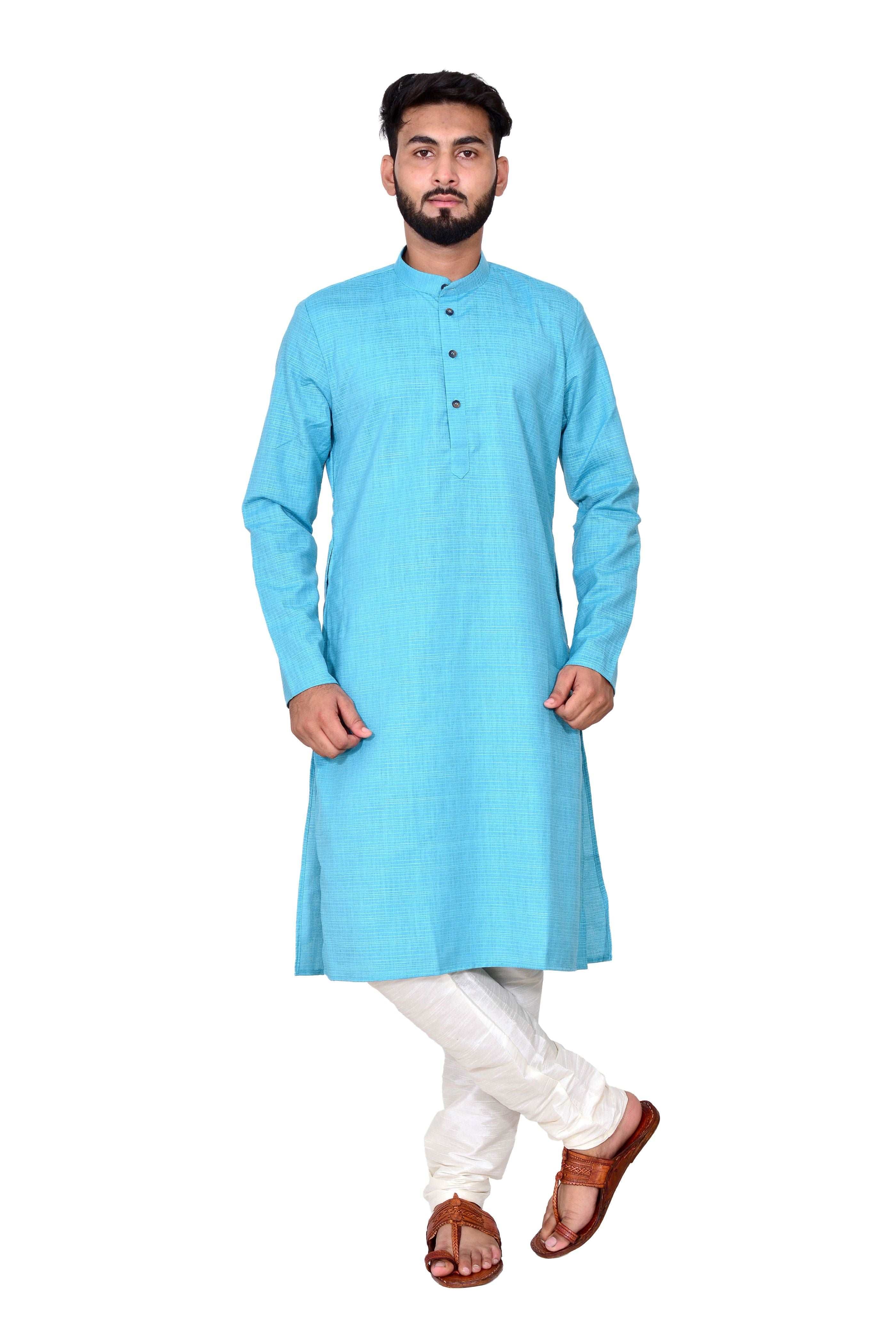 Plain Self Print Lenin Kurta Beige White Bottom