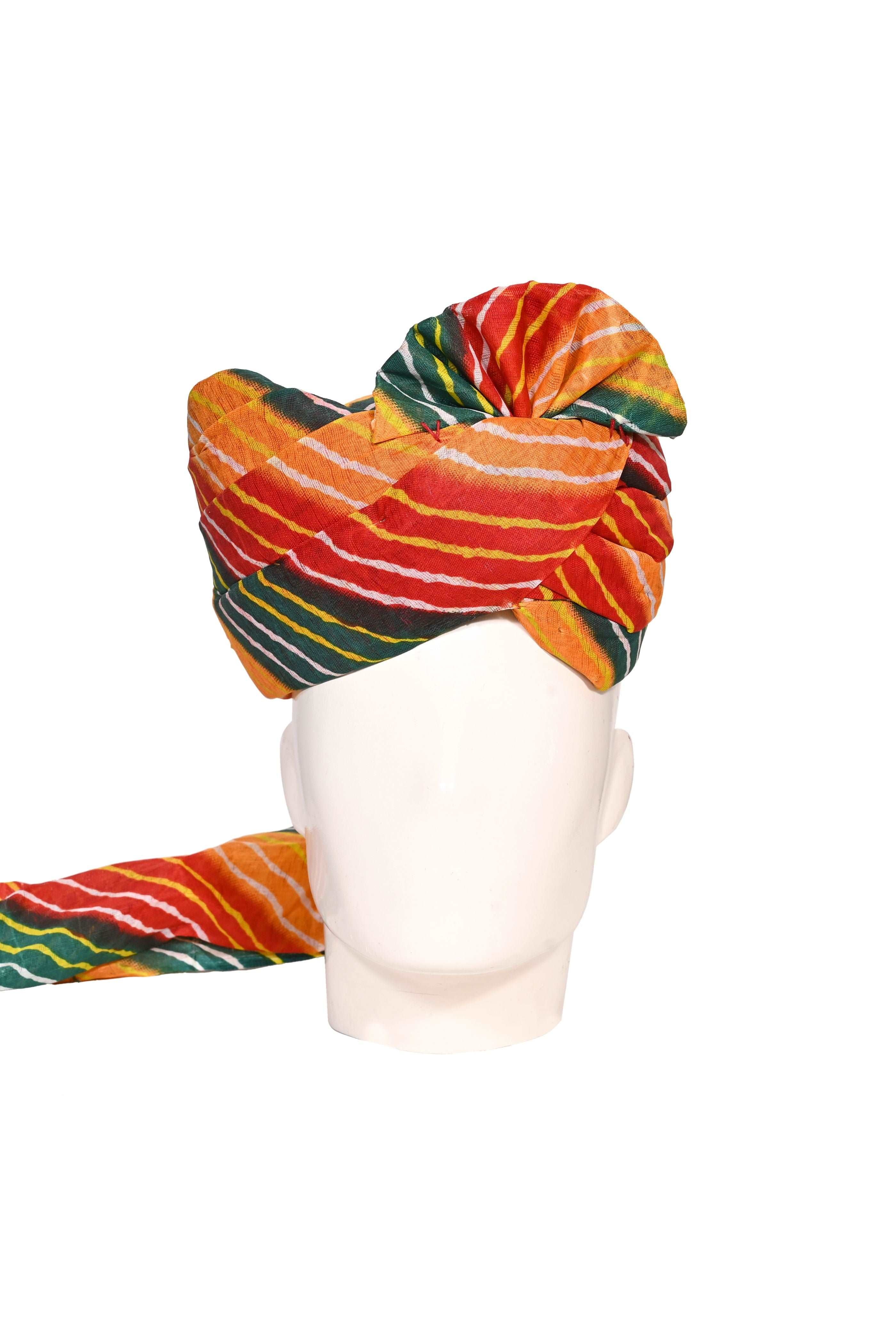 Traditional Readymade Fabric Lehriya Striped Print Cotton Safa/ Turban/ Pheta/pagri   Pheta (Turban Safa) For Men For Wedding/marriage And Traditional Function