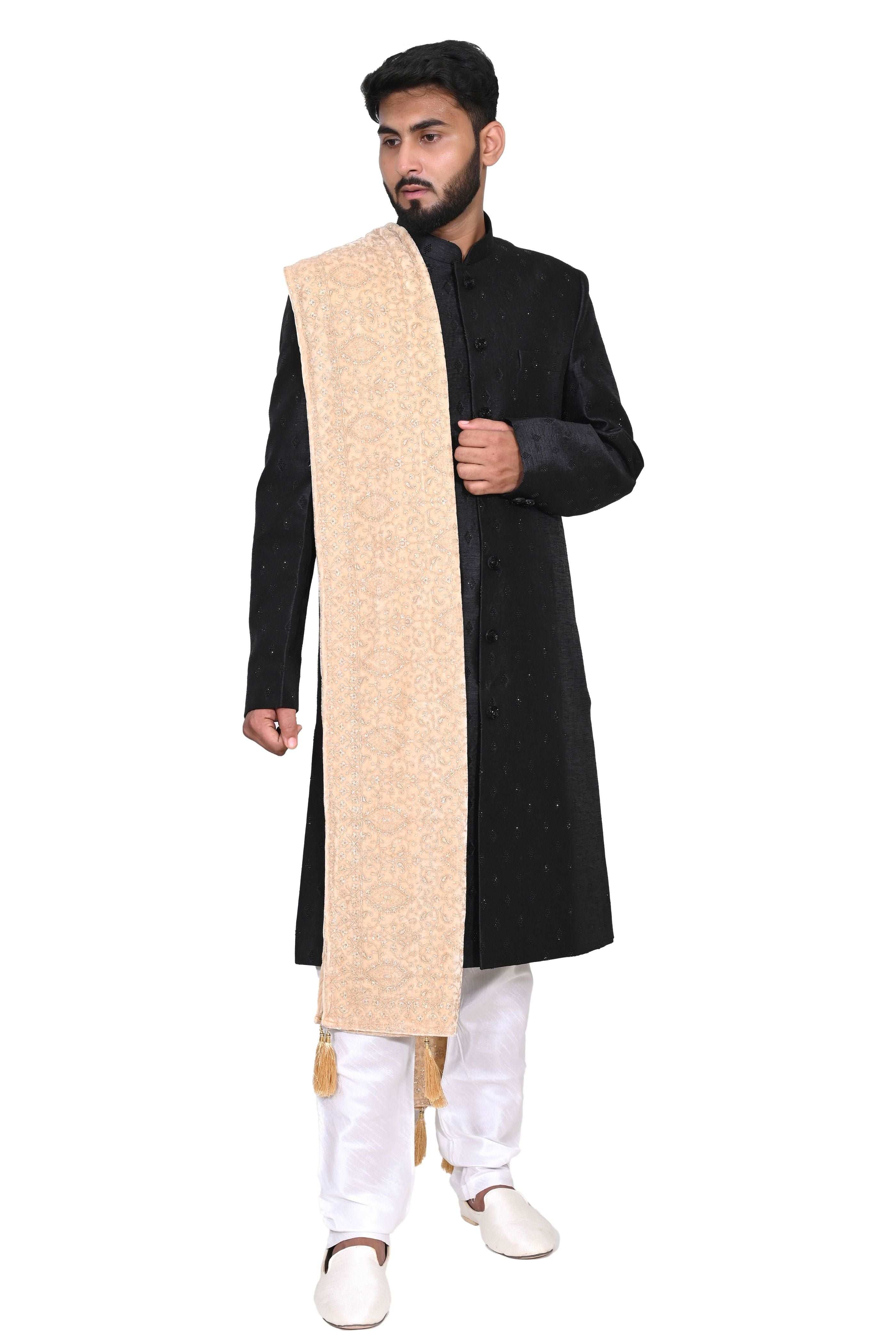 Velvet Glitter Stole (Dupatta) For Traditional Men’s Wear (Sherwani) For Wedding Purpose, Festive Purpose, Reception, Marriage Anniversary