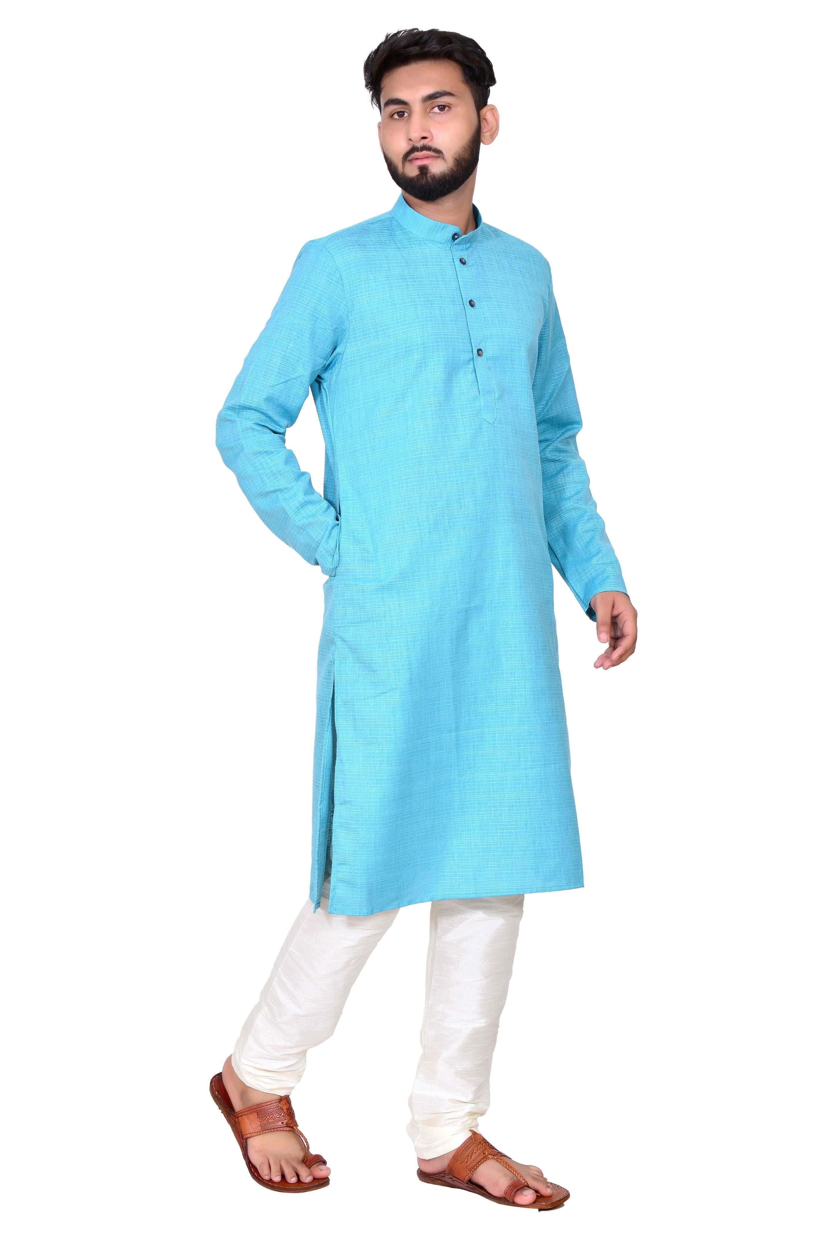 Plain Self Print Lenin Kurta Beige White Bottom
