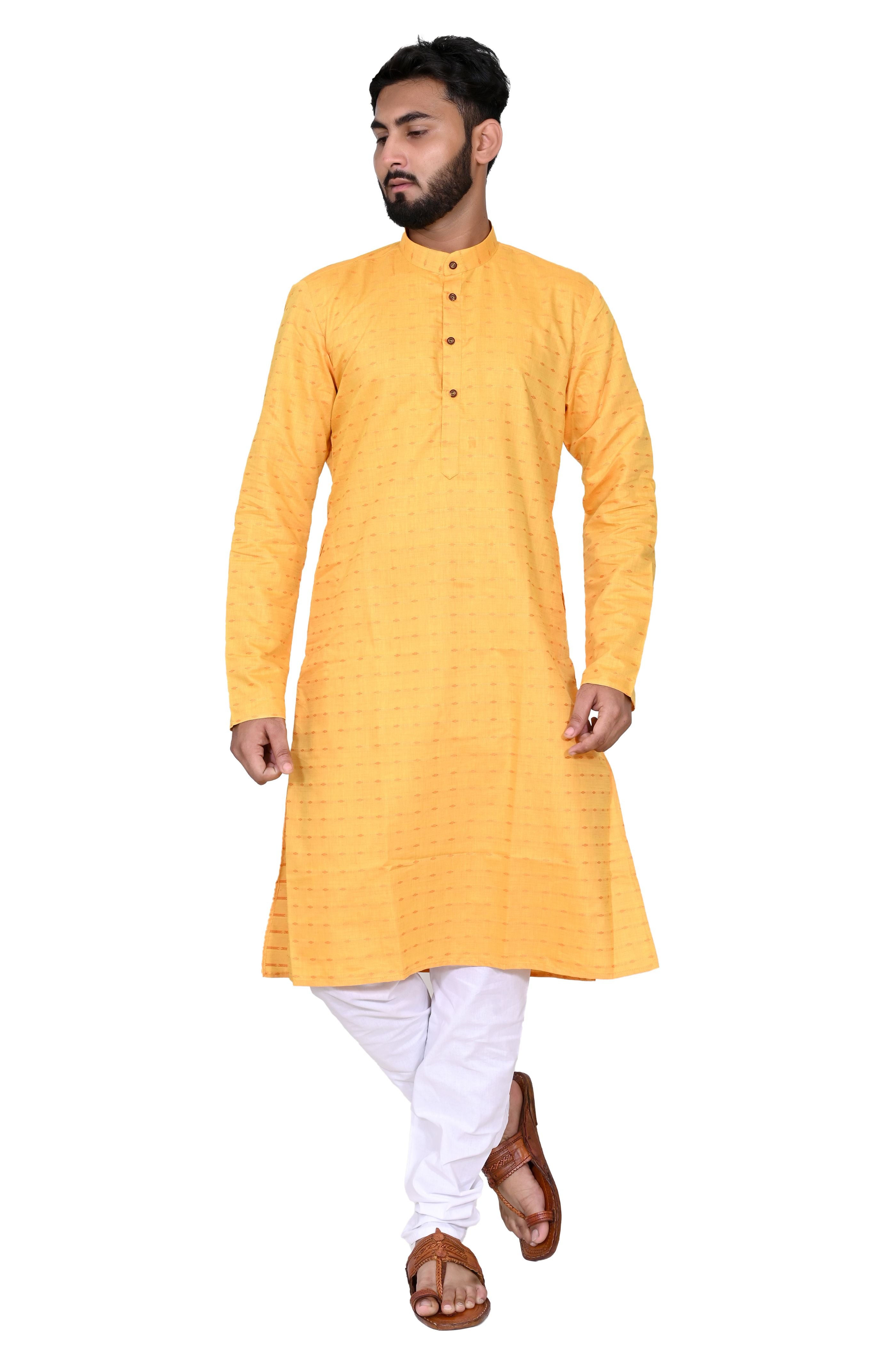 Peach Silk Kurta Set With Motif And Off White Bottom