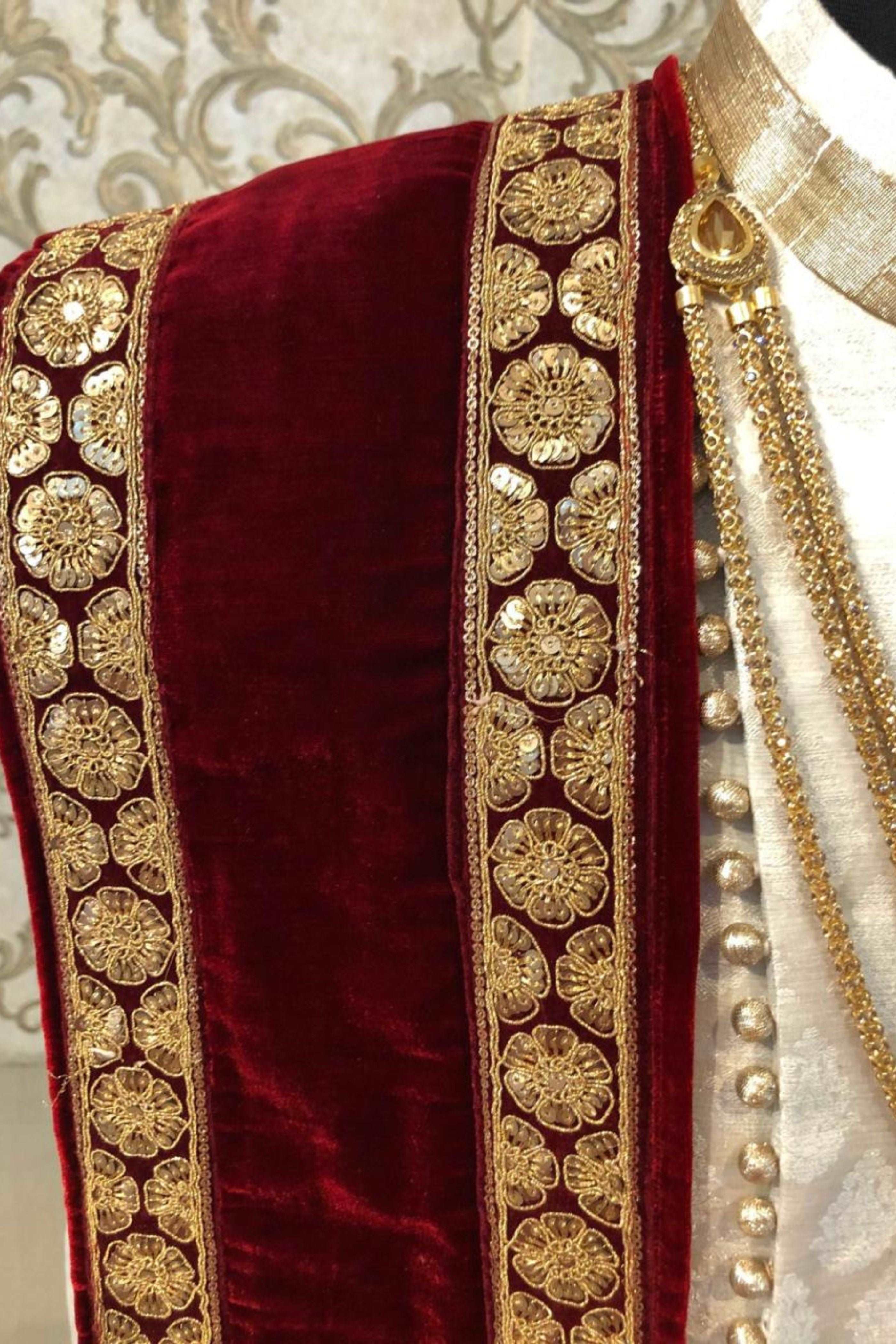 Velvet Stole (Dupatta) For Traditional Men’s Wear (Sherwani) For Wedding Purpose, Festive Purpose, Reception, Marriage Anniversary