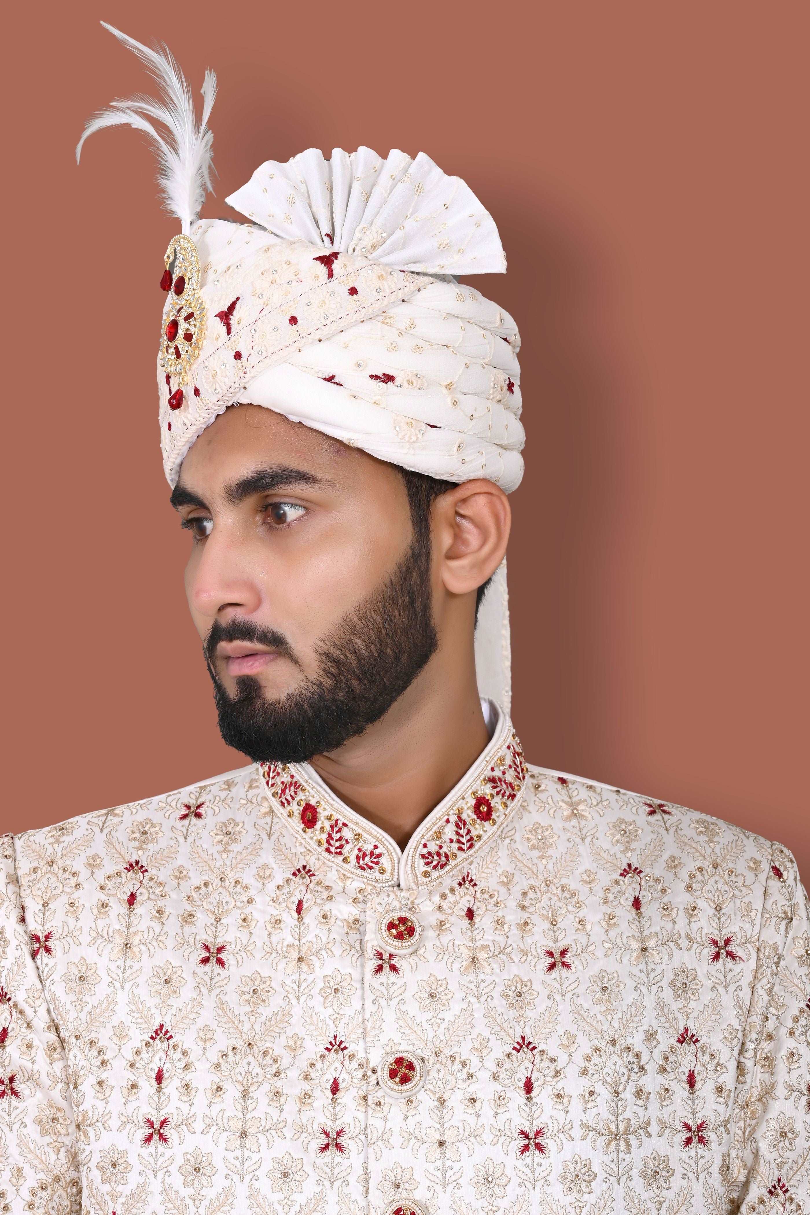 Aesthetic Fawn Patterned Sherwani Set