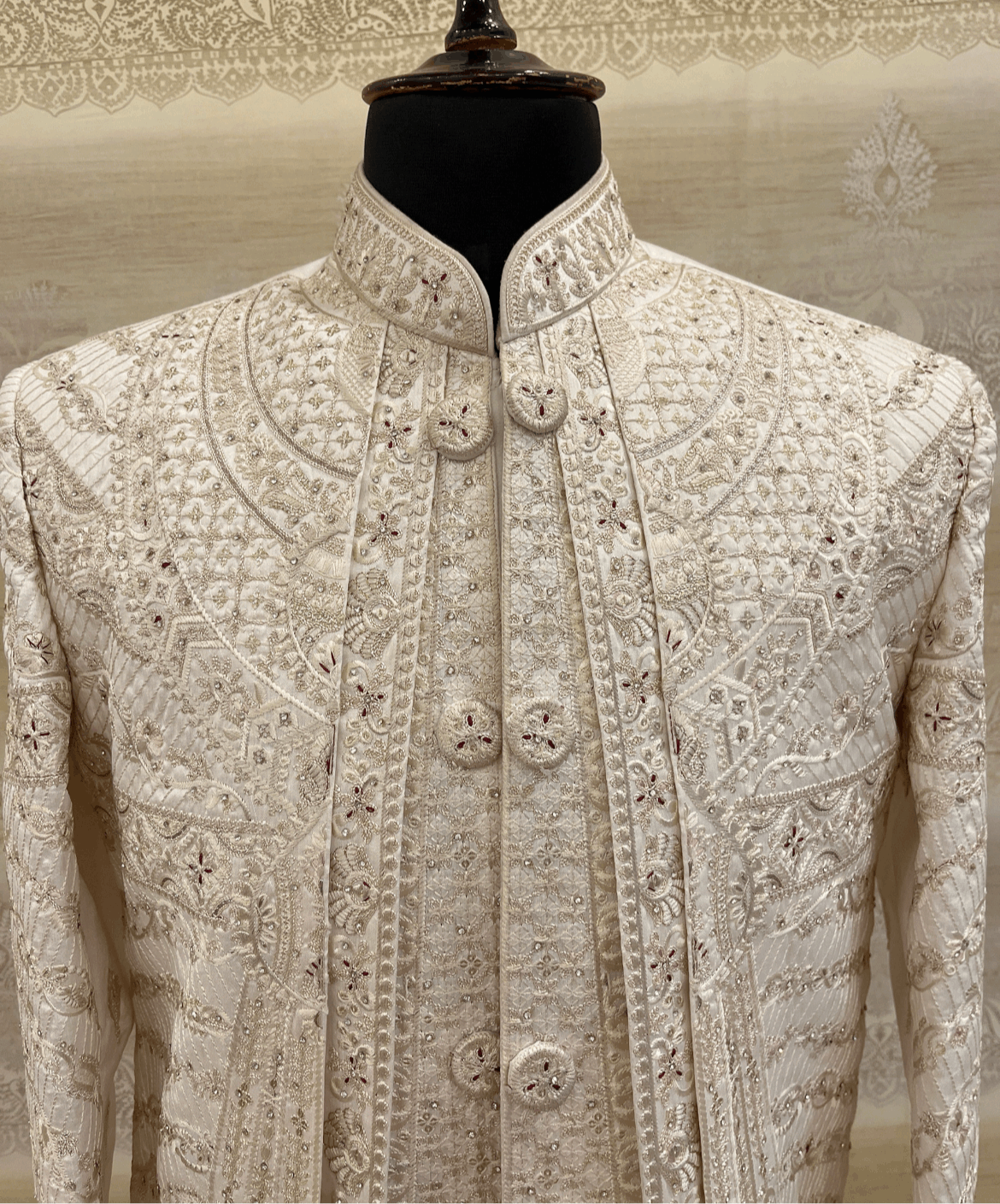 Light Rose Gold Pink Sherwani With Handwork And Zari Embroidery