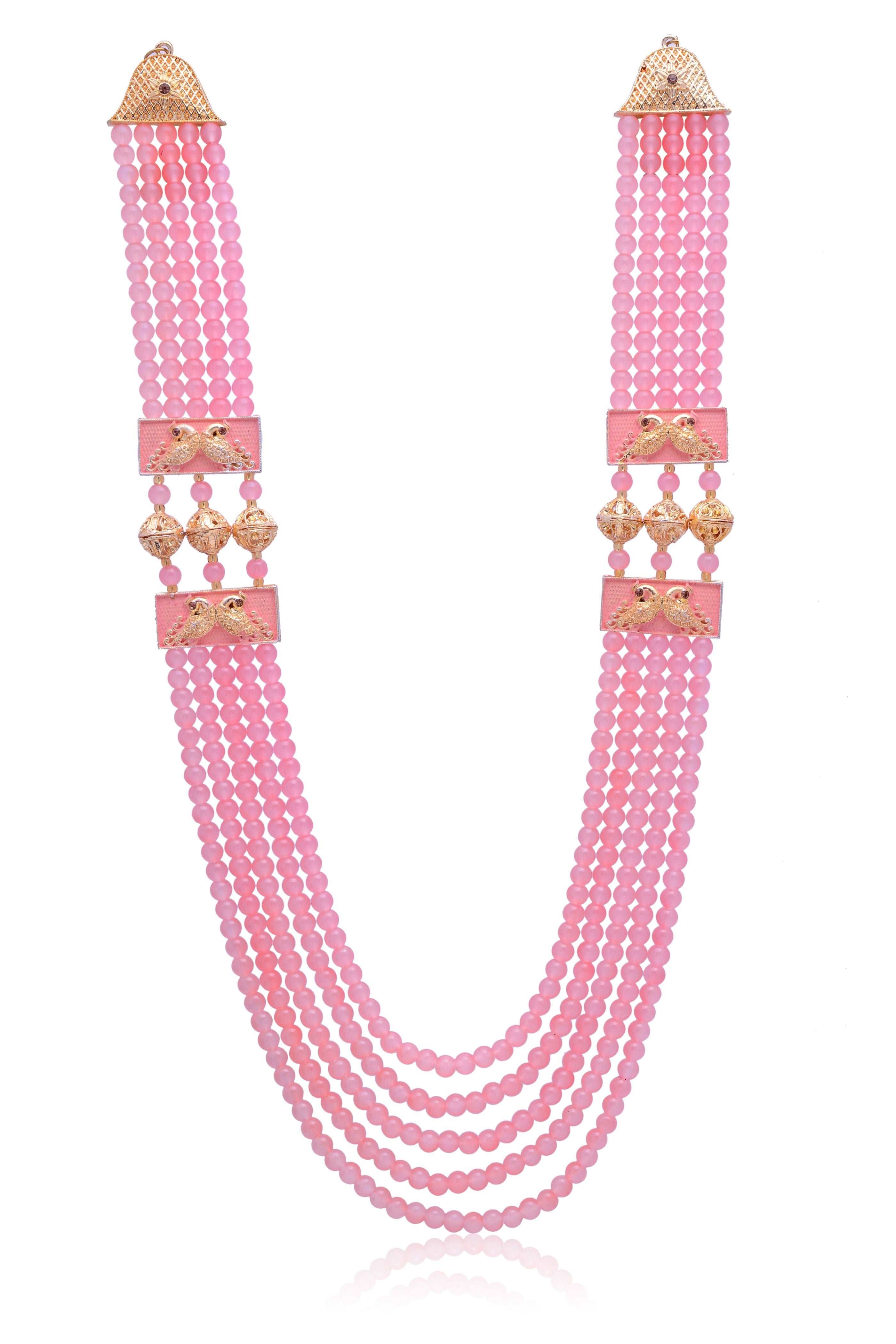 Men's Pink Mala Necklace For Ethnic Look