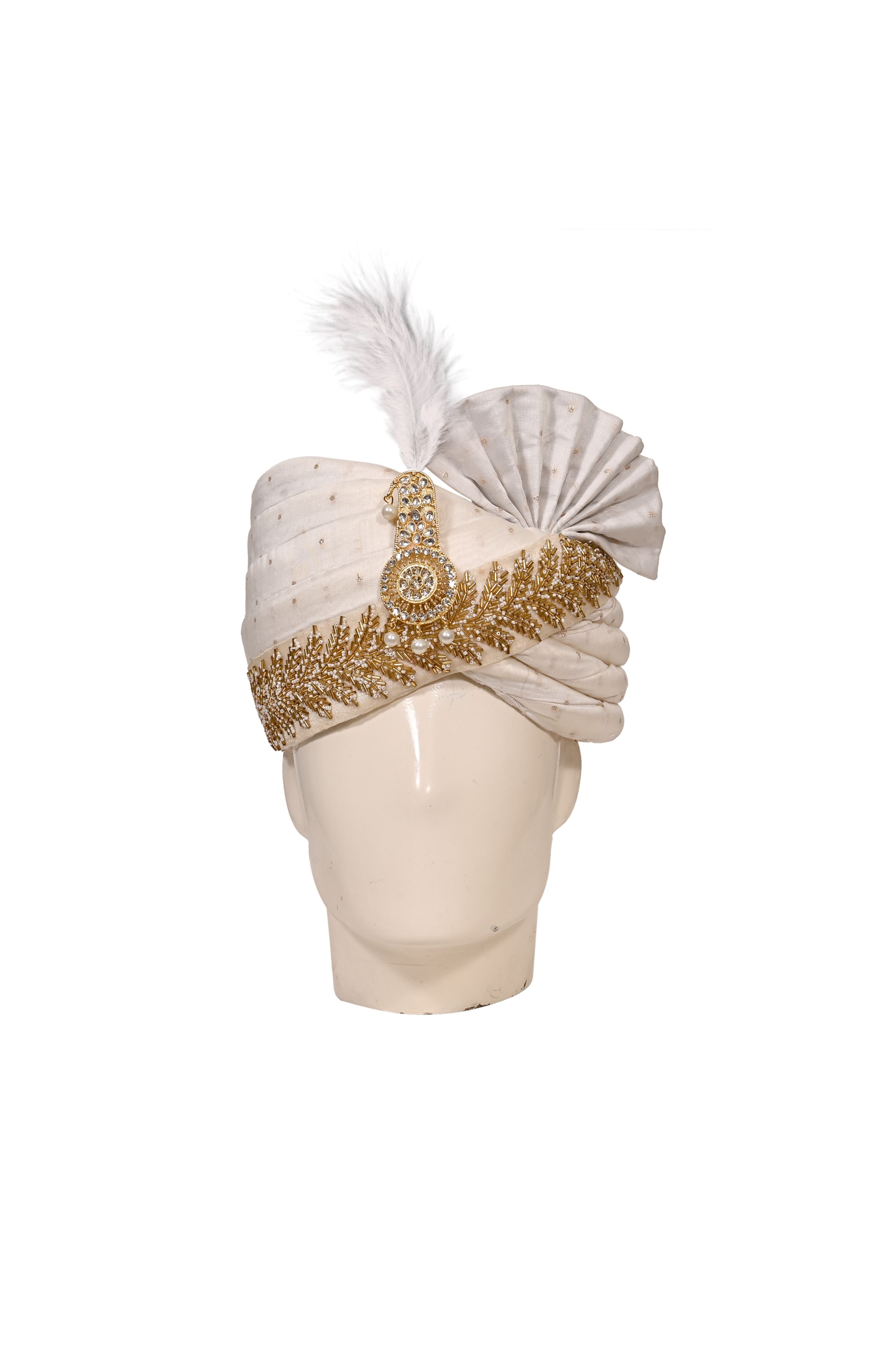 White Silk Stitched Handwork Border Safa/turban/pagri/pheta   Pheta (Turban Safa) And Dupatta For Men For Wedding/marriage And Traditional Function