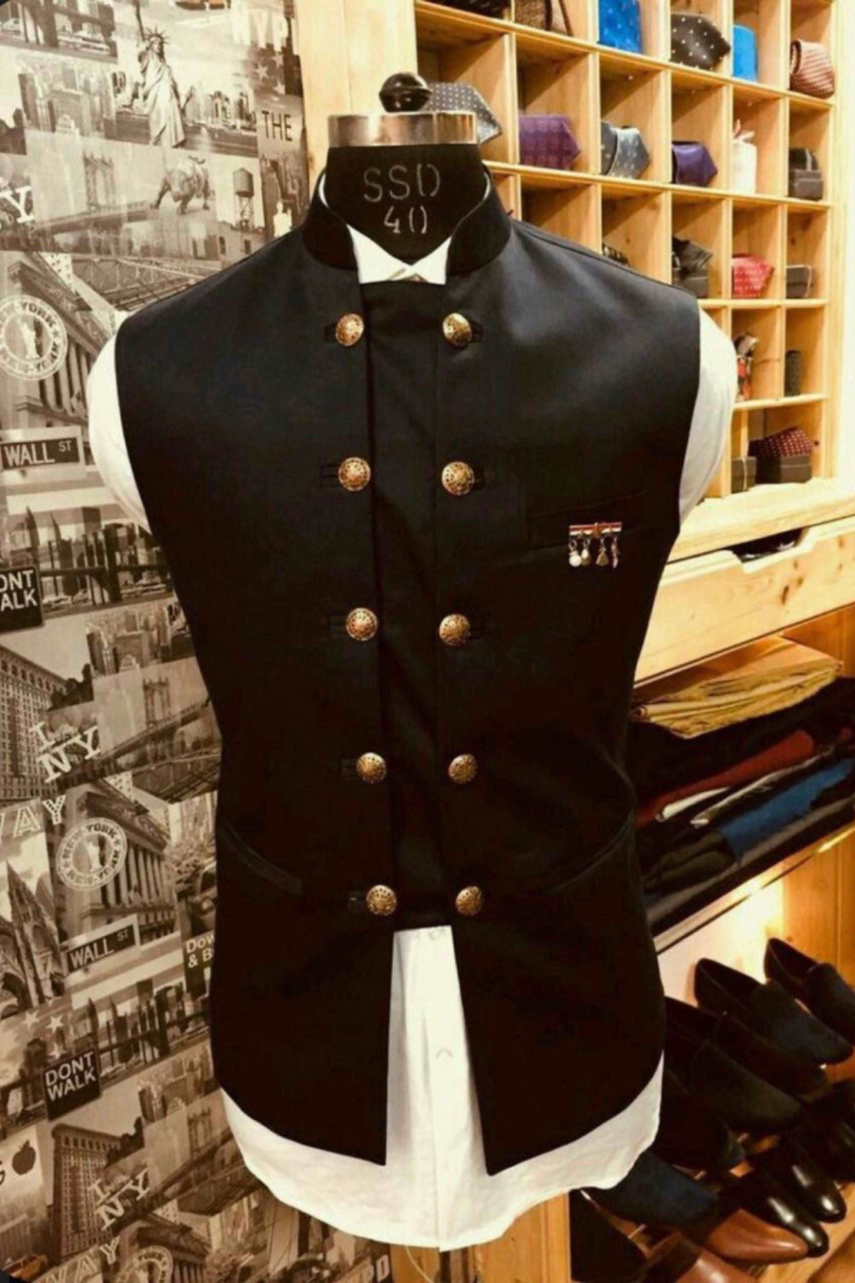 Plain Black Classy  Nehru Jacket For Men